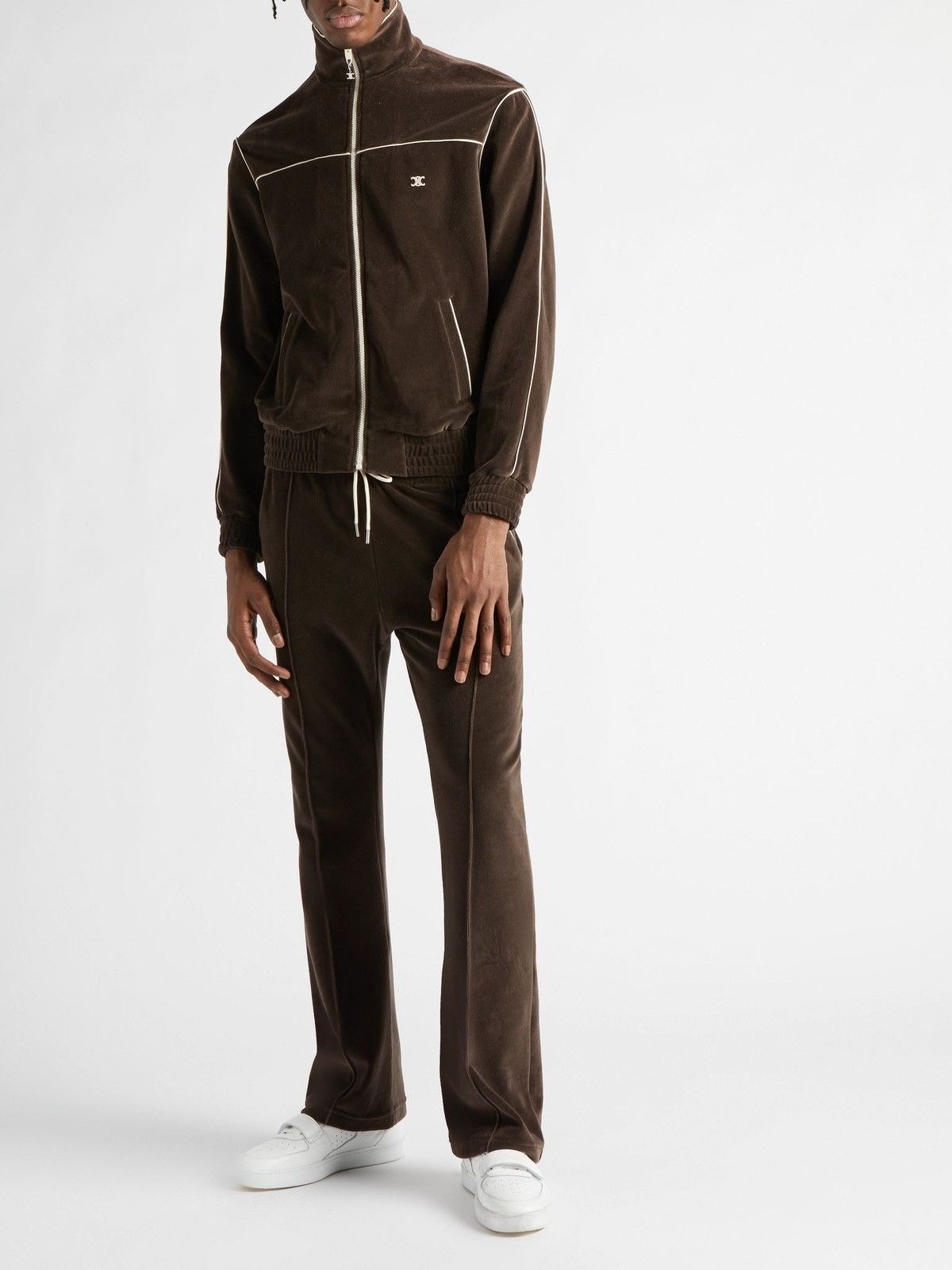 Celine × Hedi Slimane Celine Cotton-Blend Brown Velour Track Jacket - M Size US M / EU 48-50 / 2 - 8 Thumbnail
