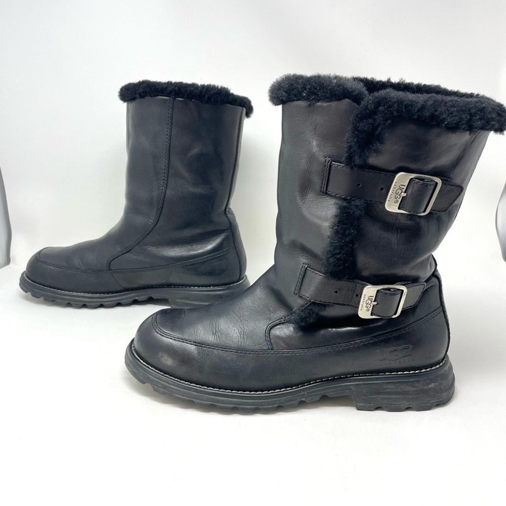 Ugg Ugg Larkspur Waterproof Black Leather Sheepskin Boots Size 9 Size US 9 / IT 39 - 4 Thumbnail