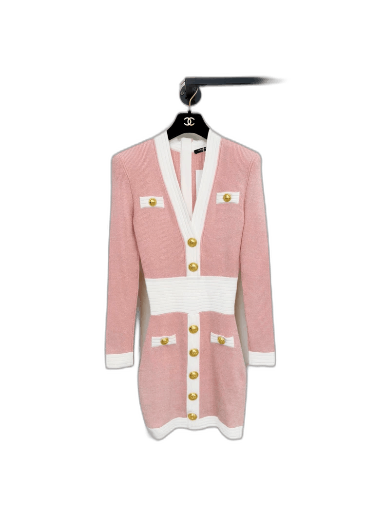 Balmain Balmain Pink Knit Cardigan Dress Size S / US 4 / IT 40 - 1 Thumbnail