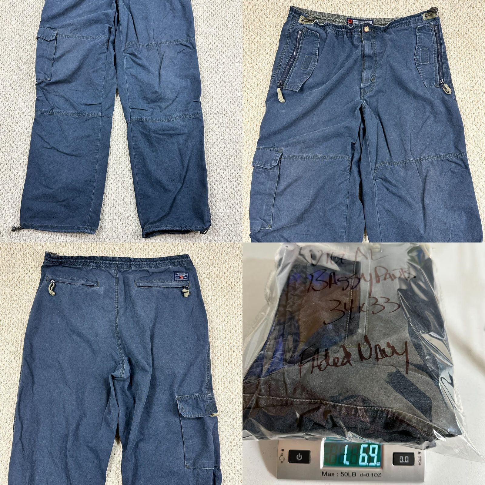 American Eagle Outfitters VINTAGE American Eagle Pants Mens 34x33 Navy Cargo Military Baggy Skater Y2K 90s Size US 34 / EU 50 - 10 Thumbnail