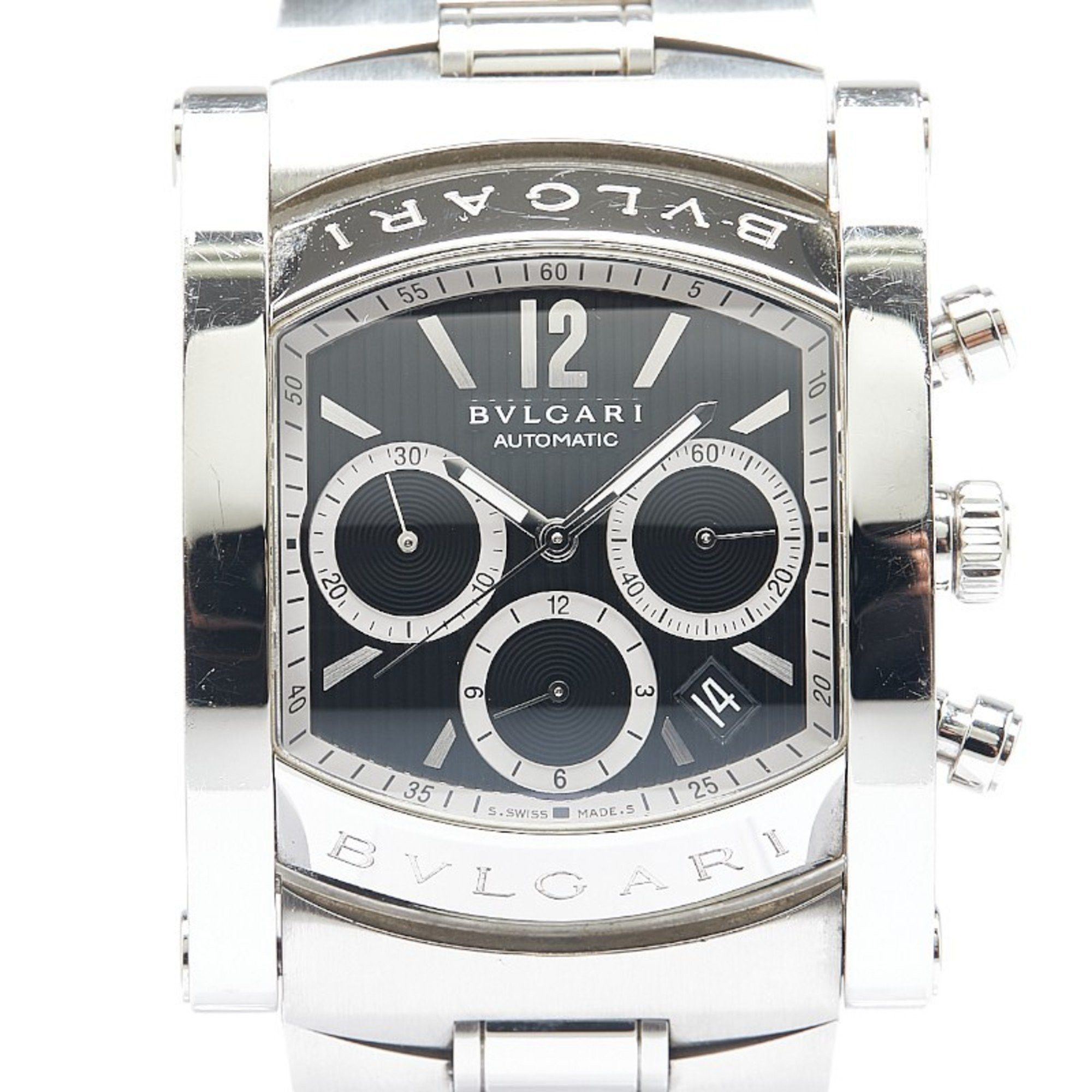 Bvlgari Ashoma Watch A8Sch Automatic Black Dial Stainless Steel Men's Bvlgari