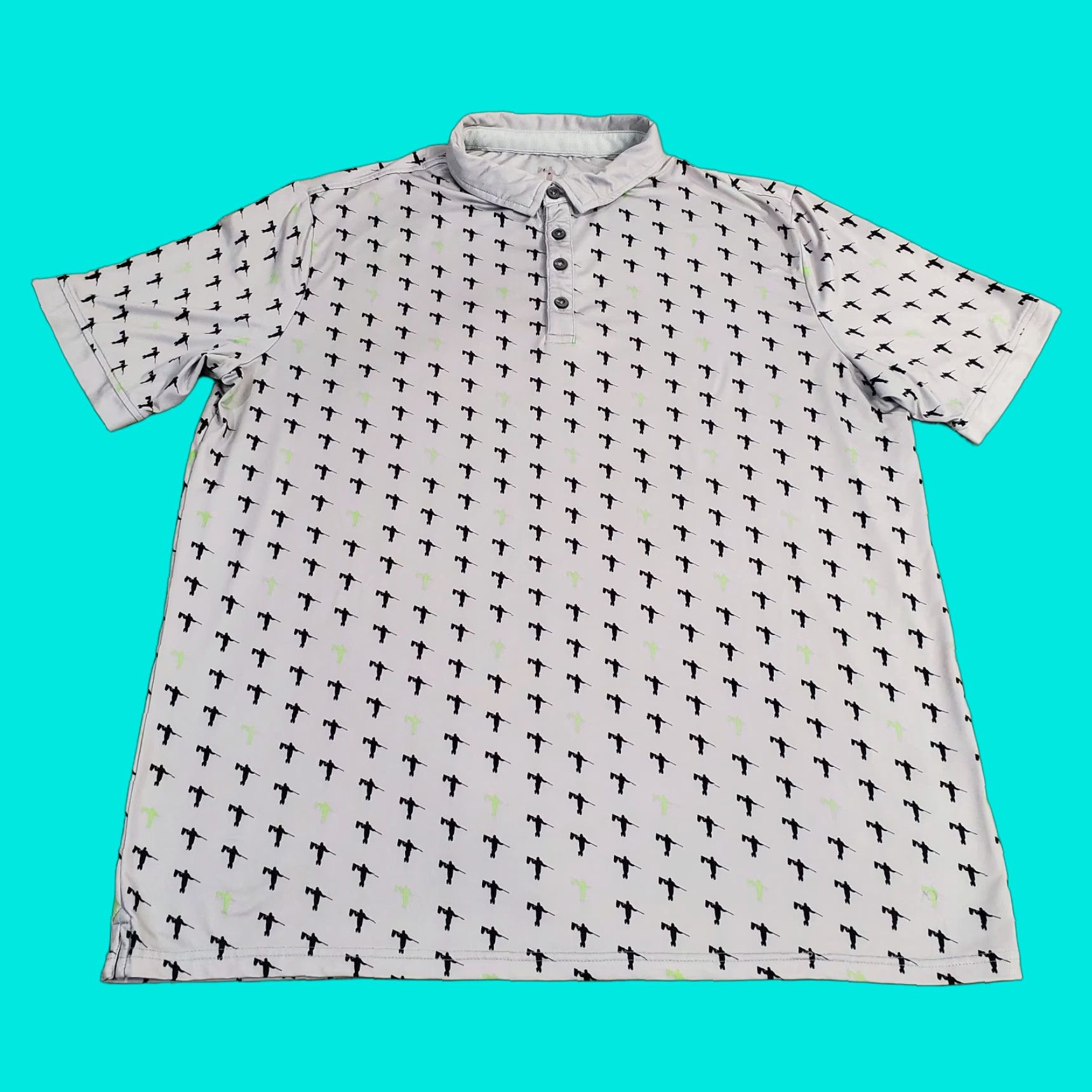 JW Anderson Anderson Polo Shirt Mens XL Gray All Over Print Logo Golf Short Sleeve Shirt Size US XL / EU 56 / 4 - 1 Thumbnail