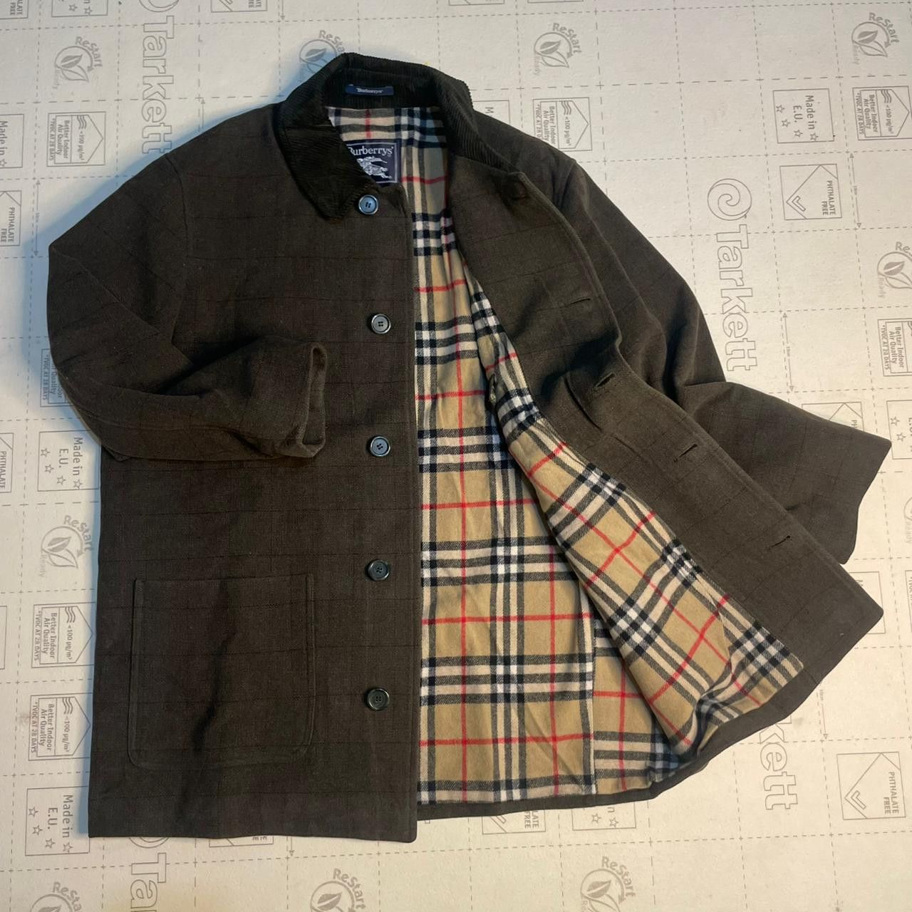 Burberry VINTAGE Burberry coat nova check virgin wool green olive Size US L / EU 52-54 / 3 - 1 Thumbnail