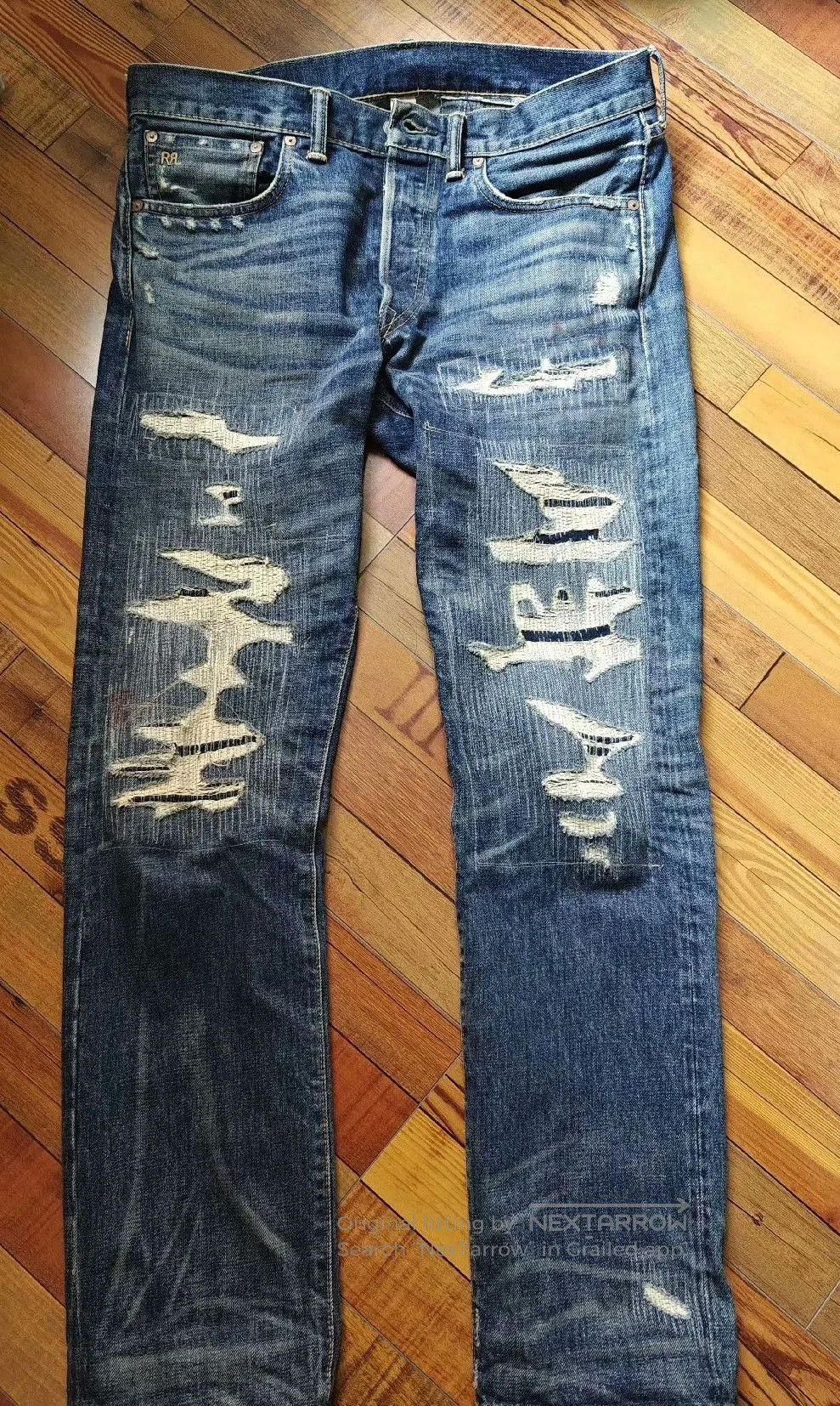 RRL Ralph Lauren RRL Slim Fit Distressed Jeans. Size US 34 / EU 50 - 2 Thumbnail