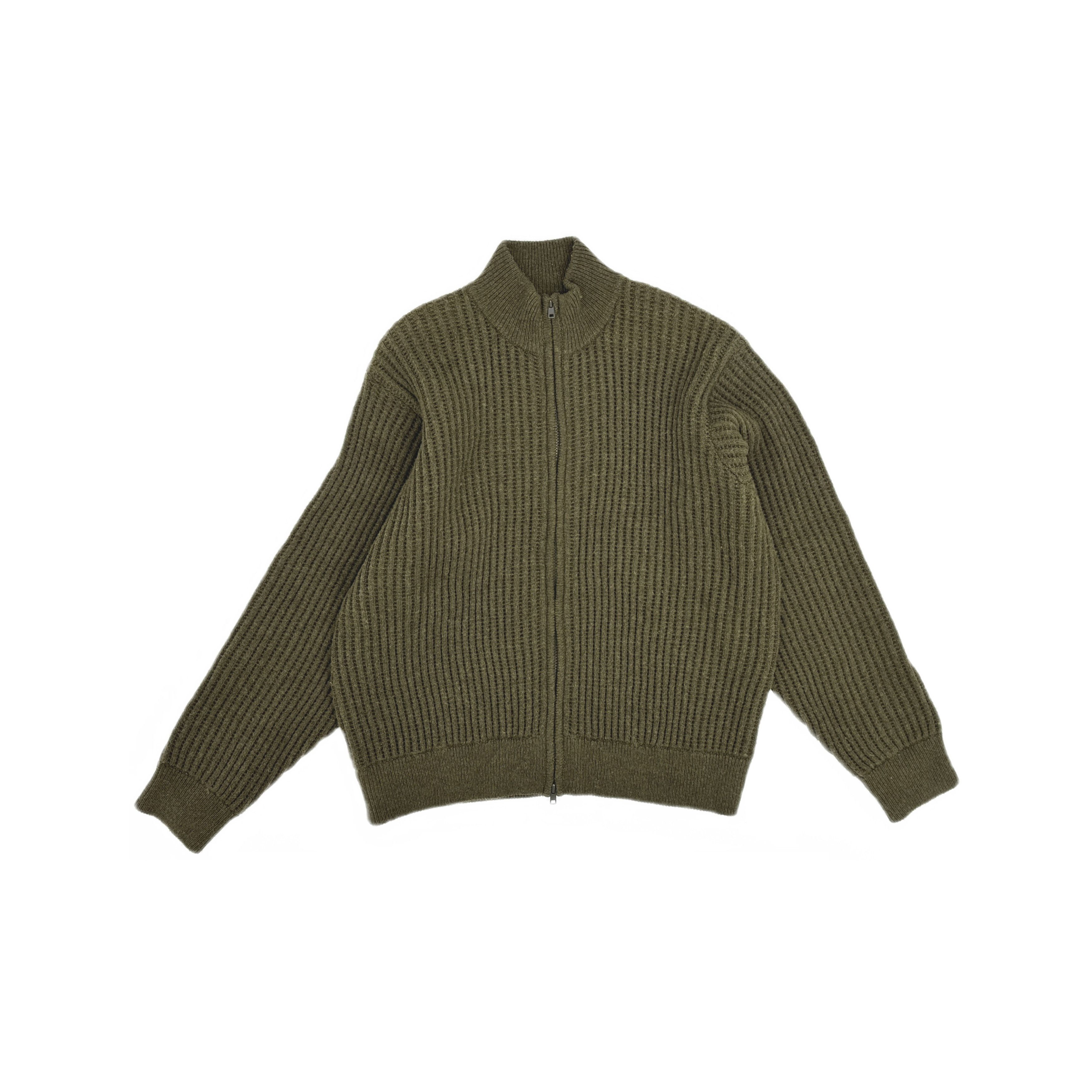 Stussy Stüssy - Waffle Knit Longsleeve Khaki Zip Polo | Grailed