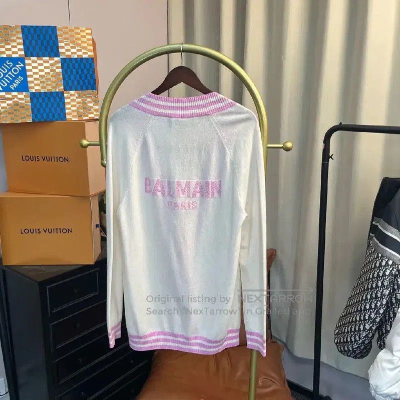 Balmain Balmain White Women’s Cardigan with Pink Details . Size XS / US 0-2 / IT 36-38 - 2 Thumbnail