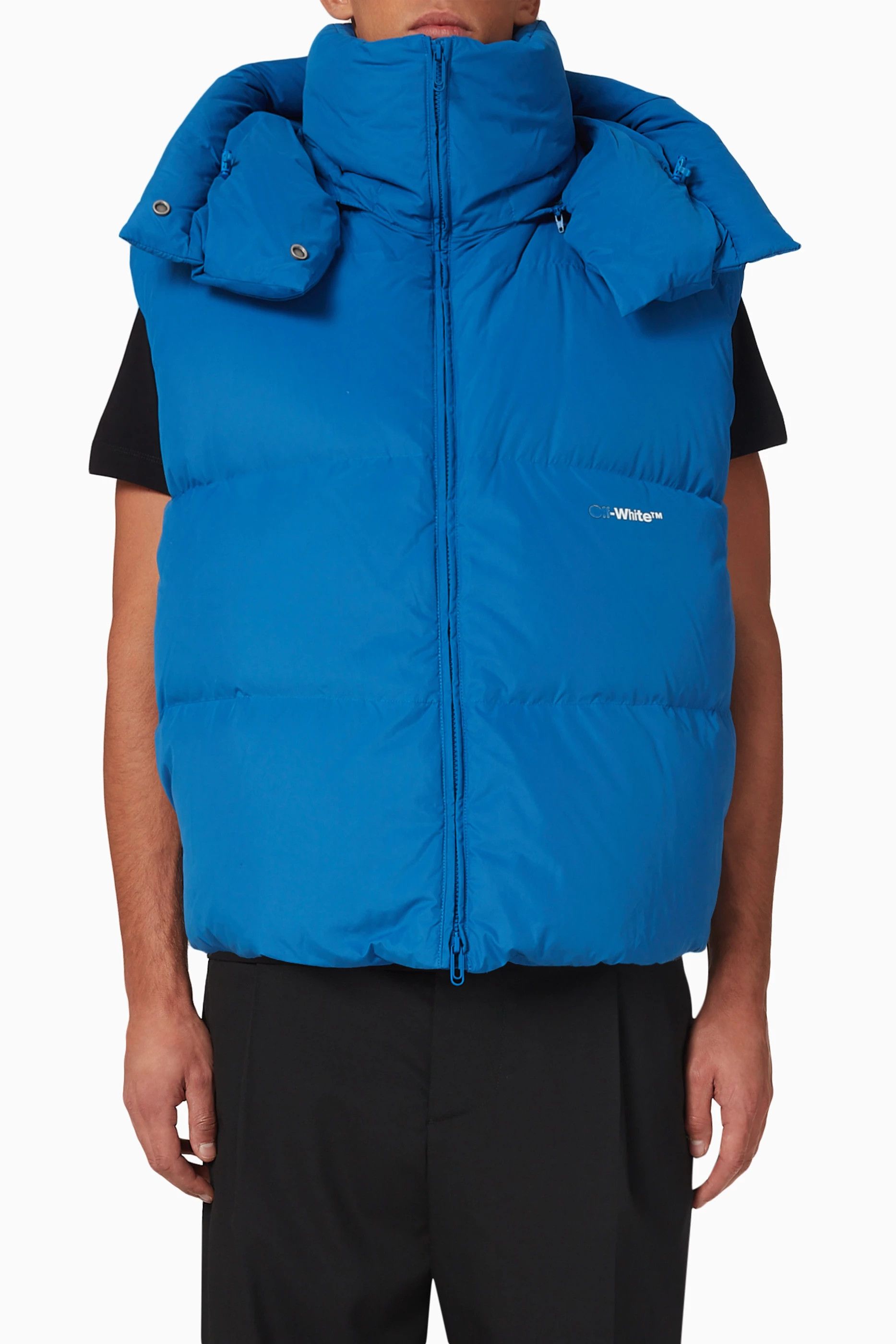 Off-White o1y0225 Logo Shell Hooded Vest in Blue Size US M / EU 48-50 / 2 - 3 Thumbnail