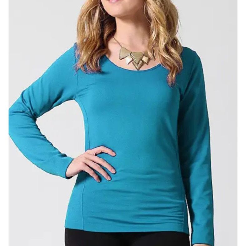 Other Womens Teal Long Sleeve Top Round Neck One Size Fits All Cas Size ONE SIZE - 1 Thumbnail