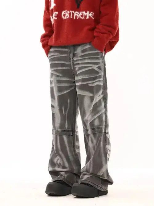 Jean Retro washed distressed hand painted graffiti hip hop jeans Size US 30 / EU 46 - 5 Thumbnail