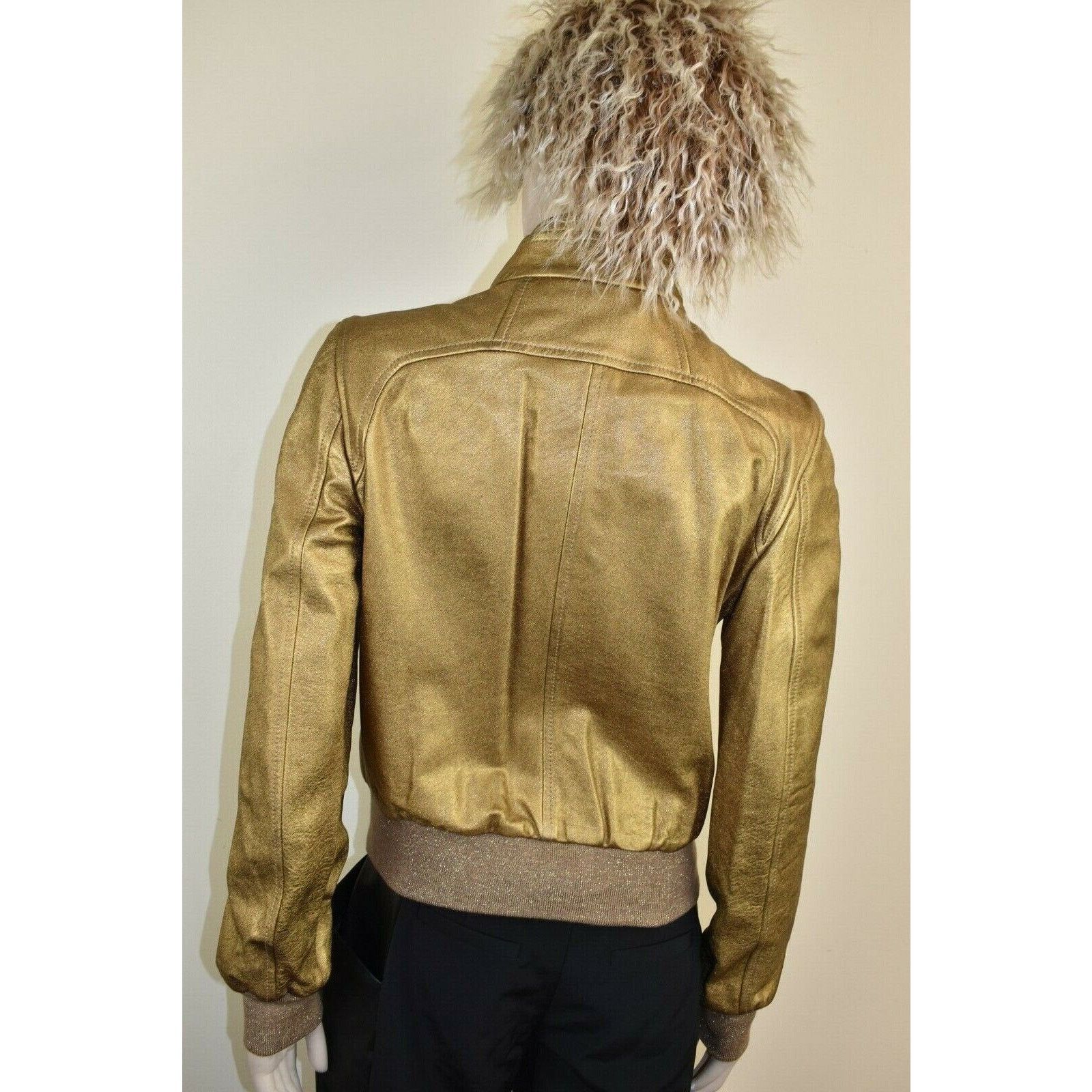 Dolce & Gabbana DOLCE GABBANA GOLD LEATHER DRESS BOMBER RUNWAY JACKET 44 $4K Size M / US 6-8 / IT 42-44 - 3 Thumbnail