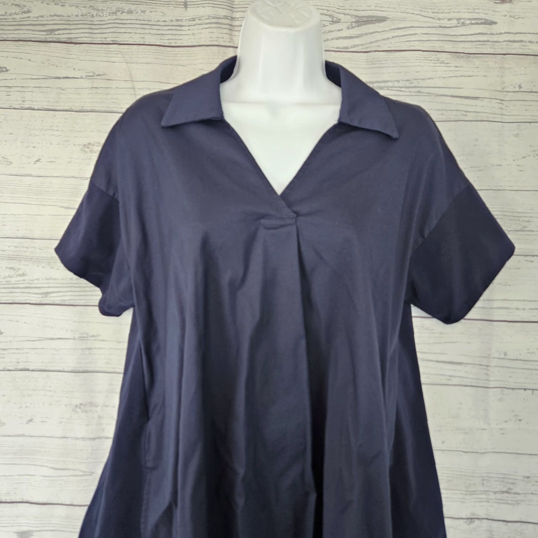 Vintage Chico's Womens Top Blouse Short Sleeve Cotton Blend Solid Blue Size S Small Shirt Womens Size S / US 4 / IT 40 - 2 Thumbnail