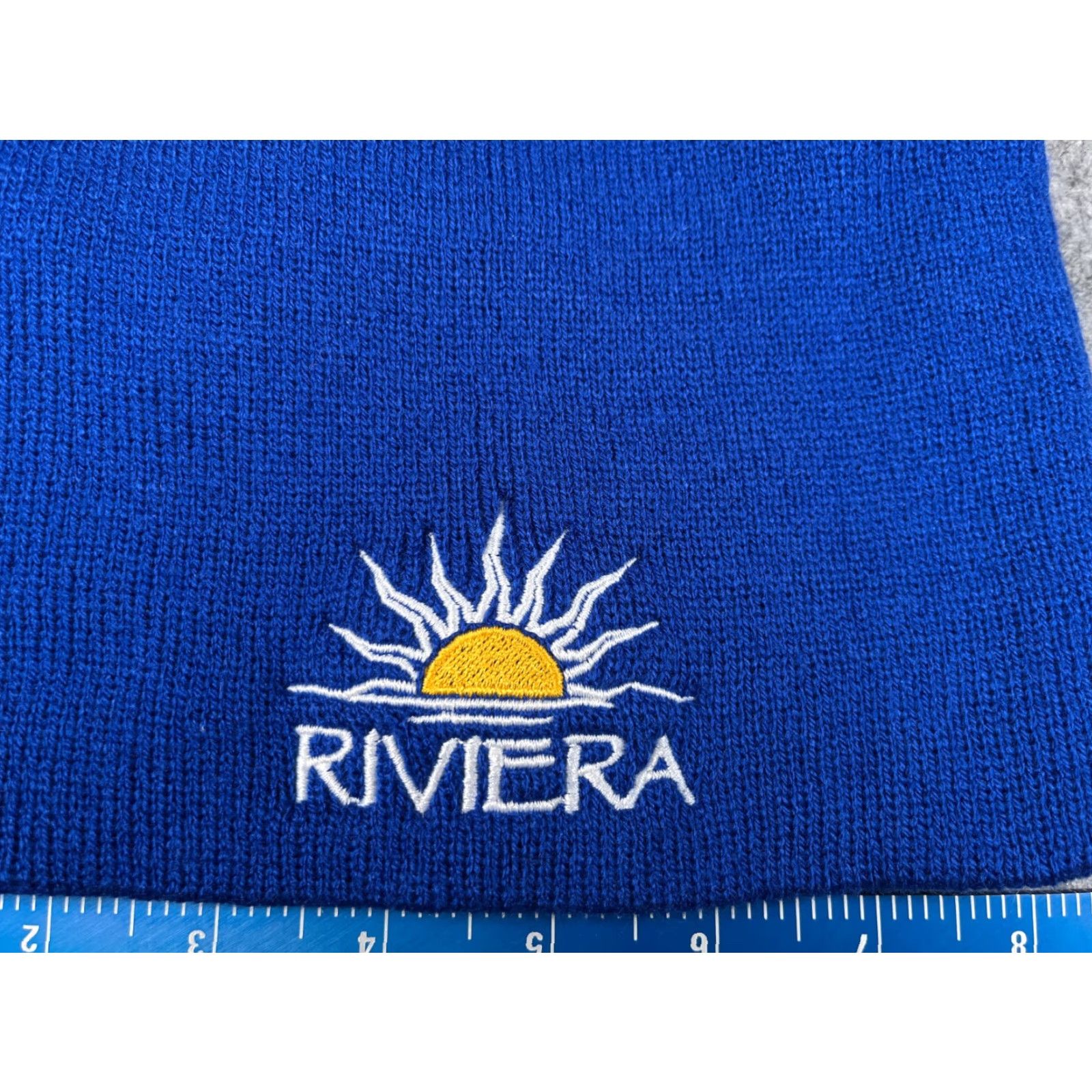 Vintage Promo Headwear Beanie Adult One Size Blue Knit 100% Acrylic Riviera Maya Beach Toque Casual Travel Men/Women Size ONE SIZE - 2 Thumbnail