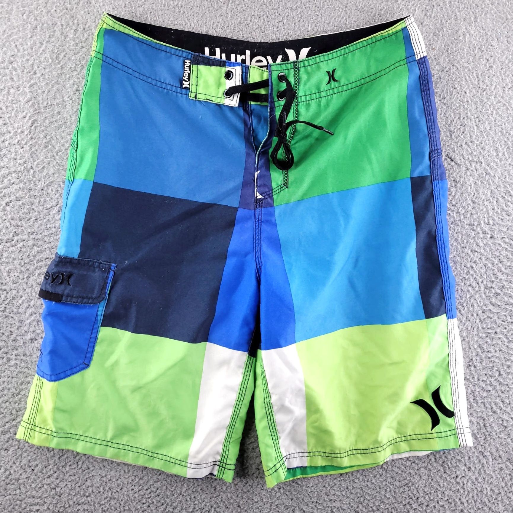 Hurley Hurley Boardshorts Mens 28 Colorblock Green Windowpane Swim Trunks Bottoms Size US 28 / EU 44 - 2 Thumbnail