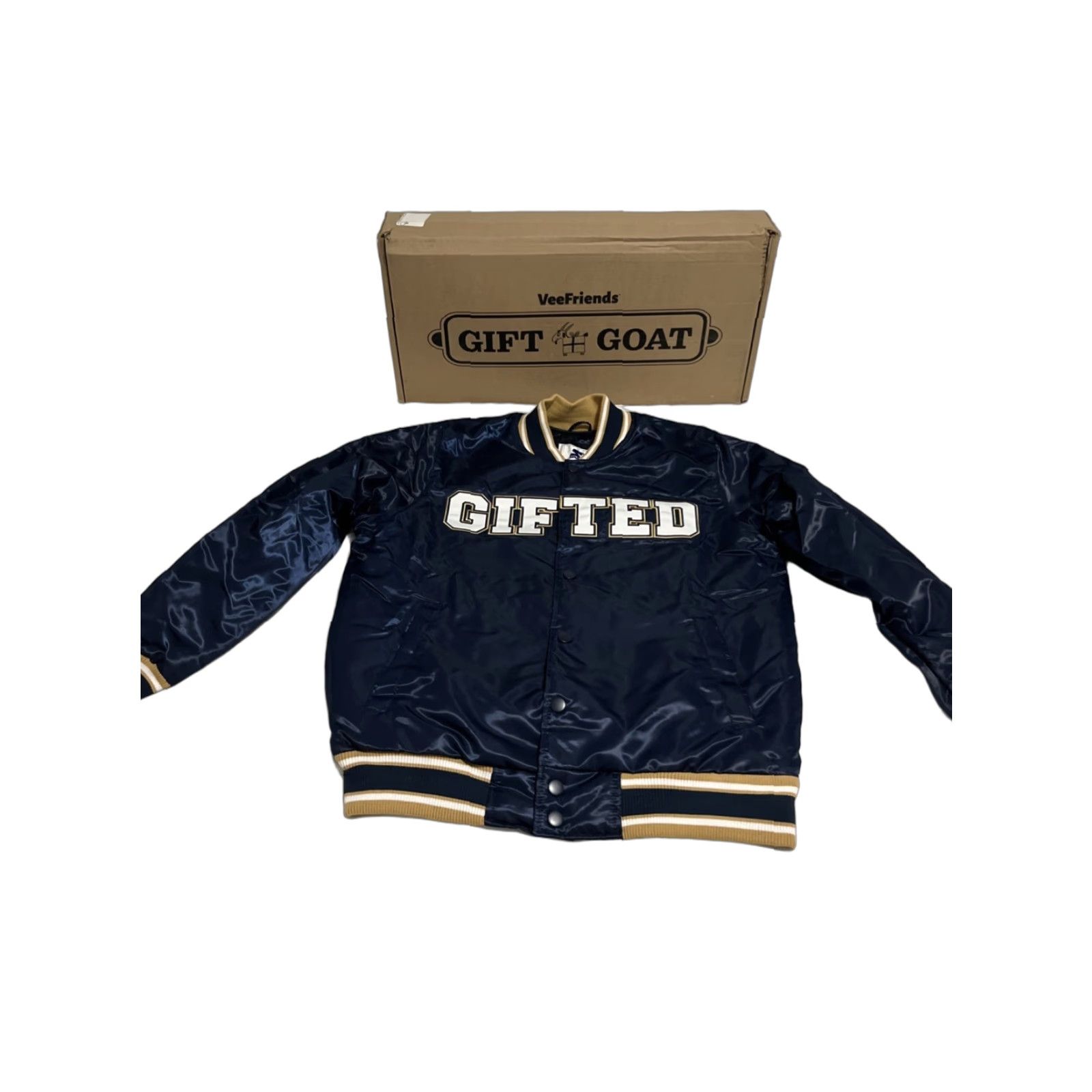 Starter VINTAGE VeeFriends Gift Goat GIFTED Jacket Bomber Blue Satin Nylon GOAT 80s 90s Size M Mens Regular Winter Spring Fall Limited Edition Size US M / EU 48-50 / 2 - 1 Thumbnail
