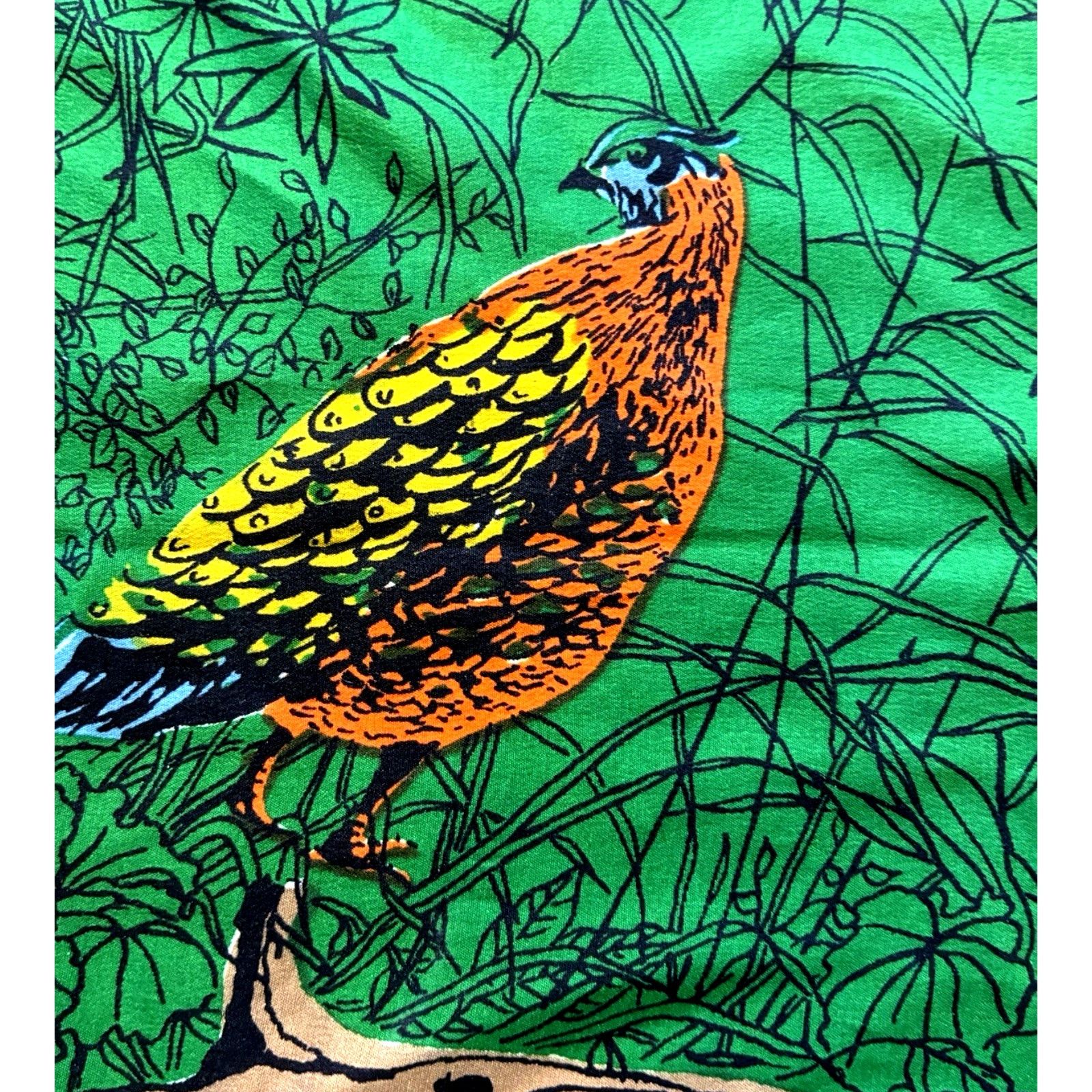 Other VTG Scarf Pheasant Bird Nature Green Hunting Wood Border 70s Size ONE SIZE - 5 Thumbnail
