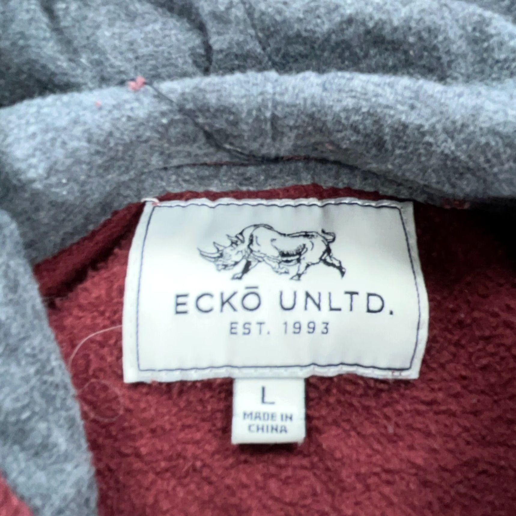 Vintage VINTAGE Ecko Unltd Hoodie Men Large Maroon Sweatshirt Sweater Y2K Hip Hop 2000s Size US L / EU 52-54 / 3 - 5 Thumbnail