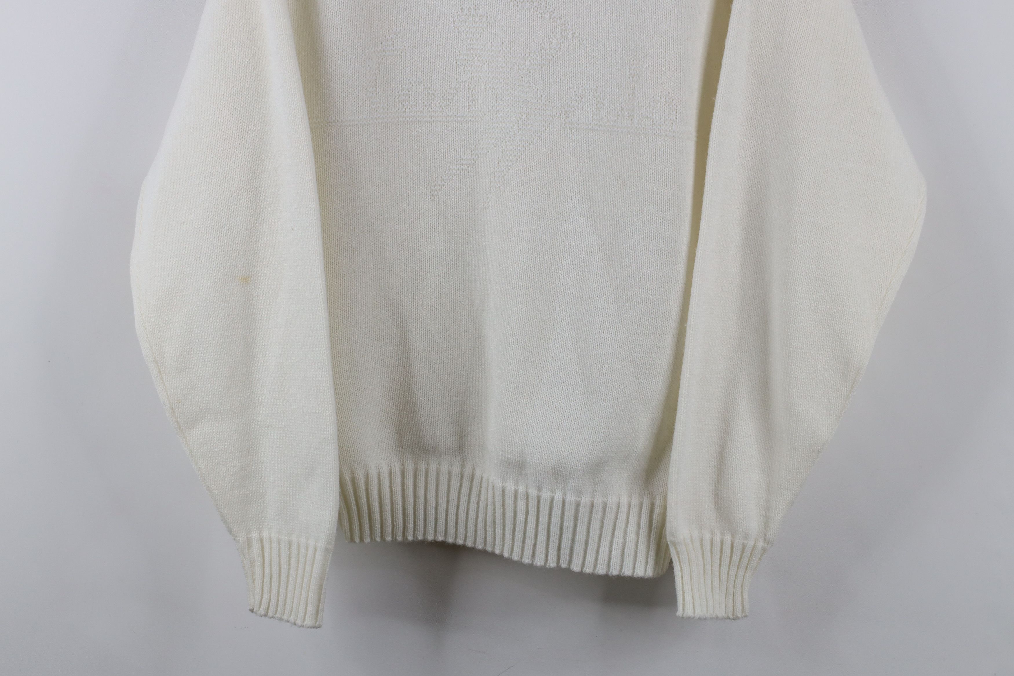 Lacoste × Vintage Vintage 70s 80s Izod Lacoste Tennis Spell Knit Sweater White Size M / US 6-8 / IT 42-44 - 3 Thumbnail