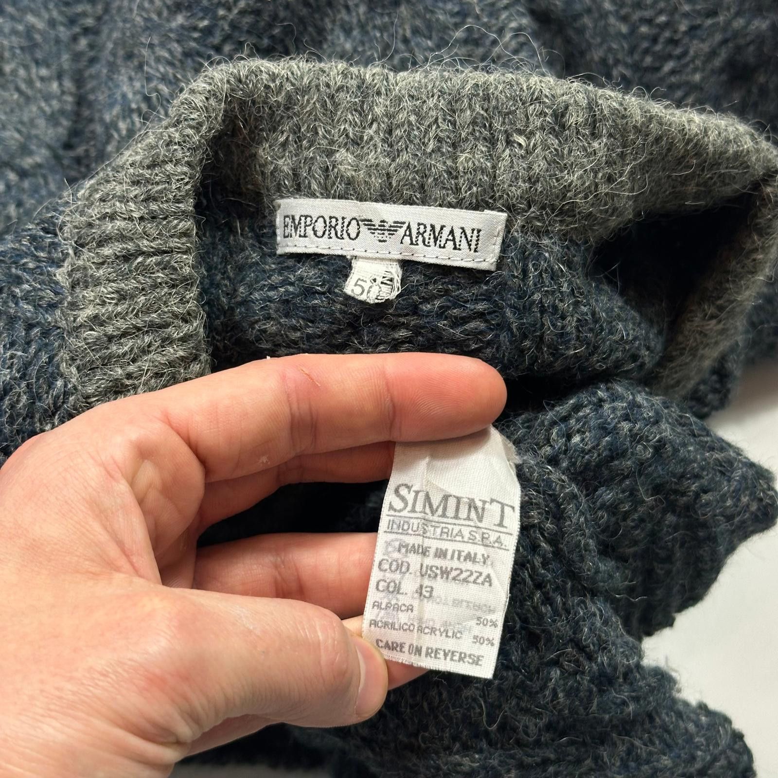 Armani Emporio Armani 80’s Alpaca Wool Cable Knit Jumper - L Size US L / EU 52-54 / 3 - 6 Thumbnail