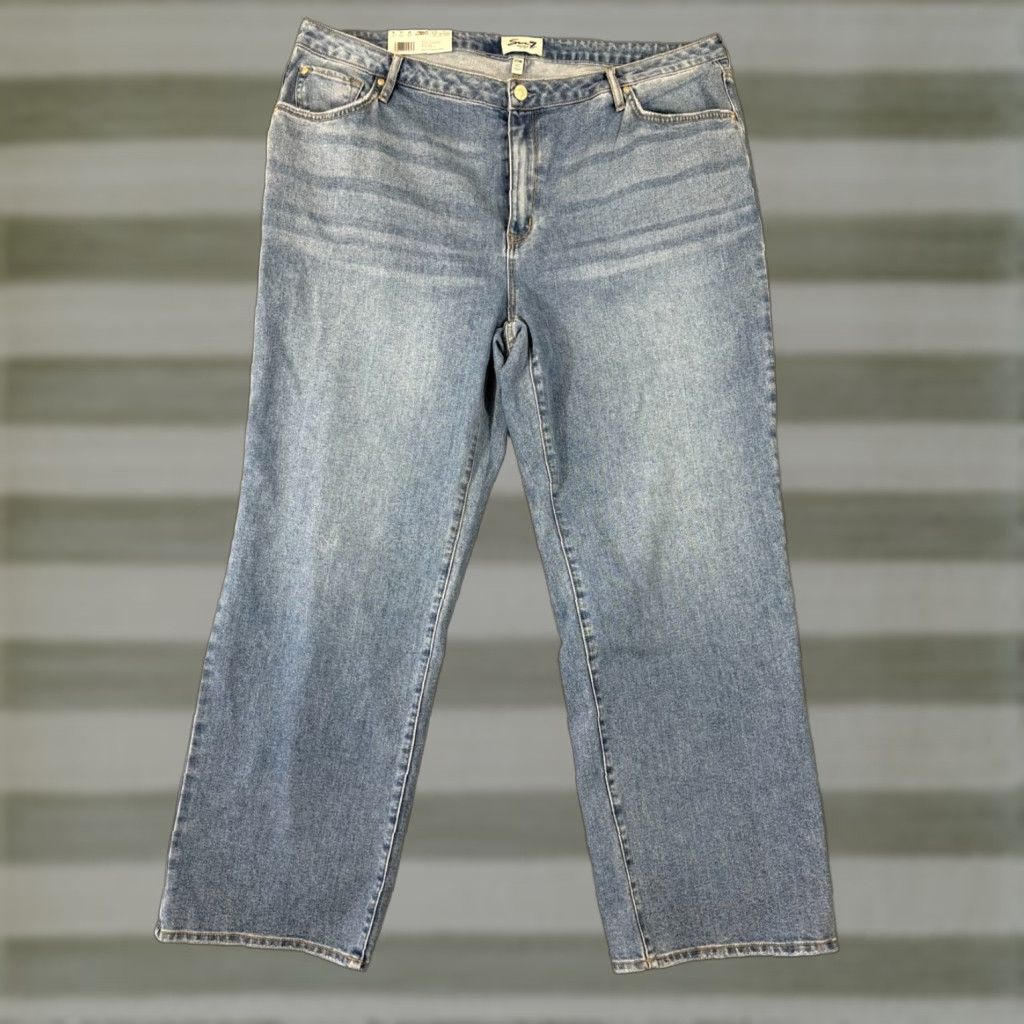 Vintage VINTAGE Seven7 High Rise Loose Straight Leg Jeans Womens 20W Blue Denim Stretch NWT Size 42" / US 20 - 1 Thumbnail