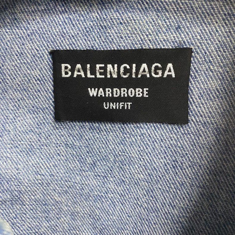 Balenciaga Balenciaga Blue Embroidered Logo Denim Jacket-2505 Size US XS / EU 42 / 0 - 3 Thumbnail