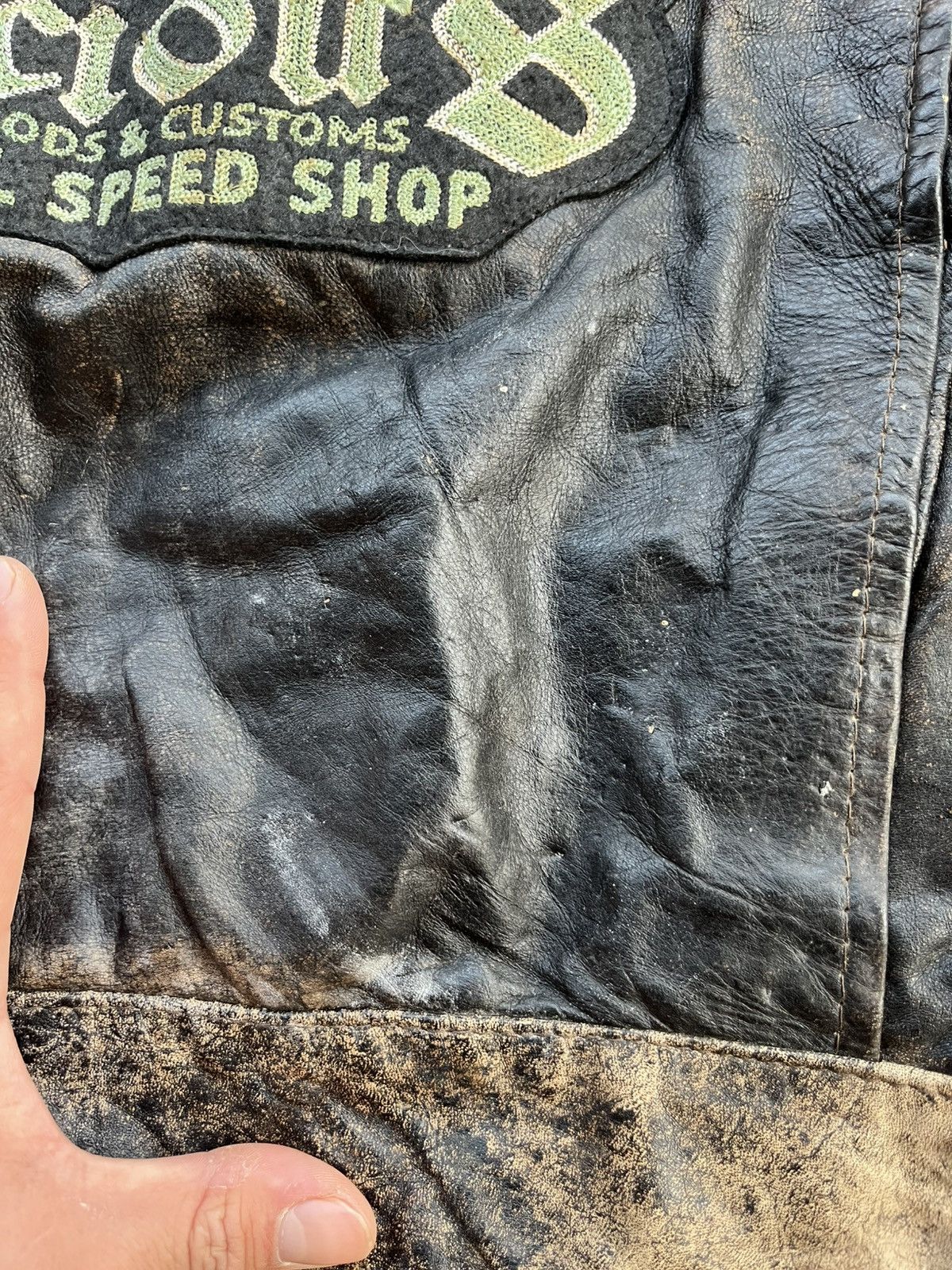 If Six Was Nine × Le Grande Bleu (L.G.B.) Thrashed Sun Faded Distressed Vintage Leather Bomber Jacket Size US M / EU 48-50 / 2 - 21 Thumbnail