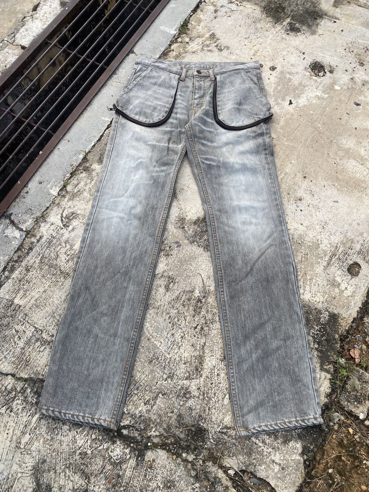 Japanese Brand Vintage L.Z.G Streetwear Grey Denim with Dual Zip Pockets Size US 32 / EU 48 - 1 Thumbnail