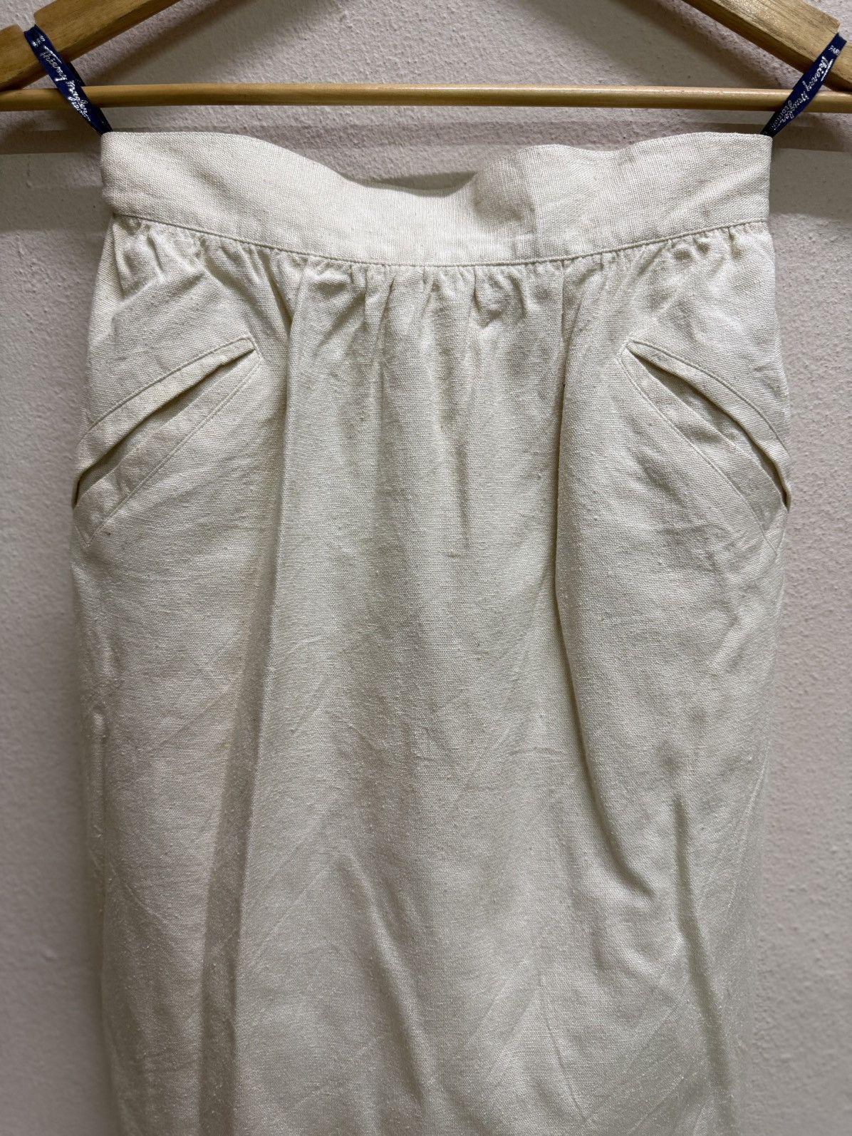 Thierry Mugler Vintage Thierry Mugler Linen Blend Cream Pencil Skirt Size 24" / US 00 / IT 34 - 21 Thumbnail