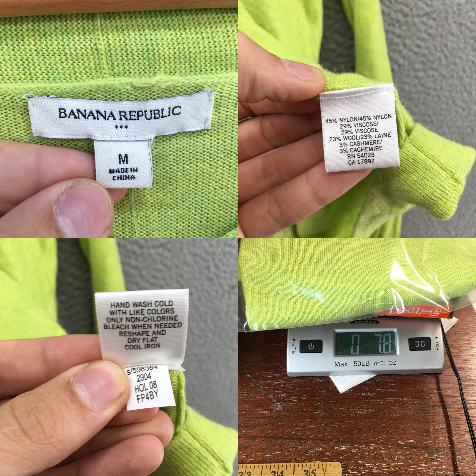 Banana Republic Banana Republic Sweatshirt Womens Medium Green Cashmere V-Neck Long Sleeve Pullover Knit Classic Casual Size M / US 6-8 / IT 42-44 - 11 Thumbnail