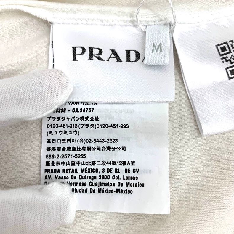 Prada Prada White logo embroidered round-neck cotton short-sleeve Size US M / EU 48-50 / 2 - 7 Thumbnail
