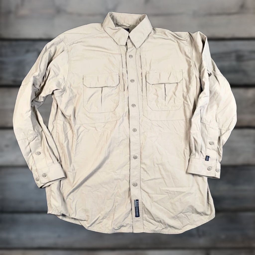 Vintage 5.11 Tactical Utility Shirt Adult XL Beige Long Sleeve Lightweight Nylon 72158 Mens Size US XL / EU 56 / 4 - 1 Thumbnail