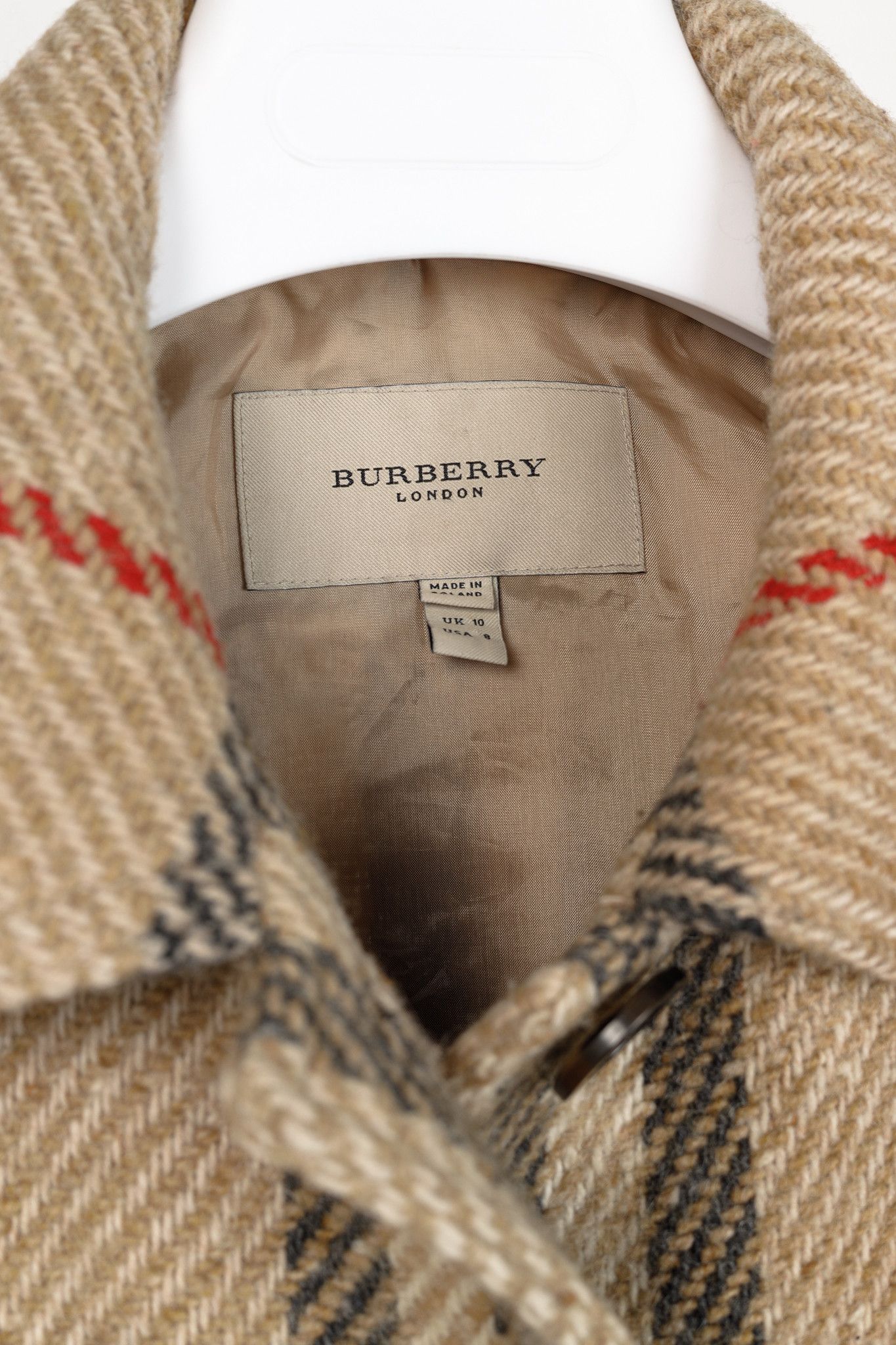 Burberry Burberry Beige Wool Check Buttoned Coat Size M / US 6-8 / IT 42-44 - 4 Thumbnail