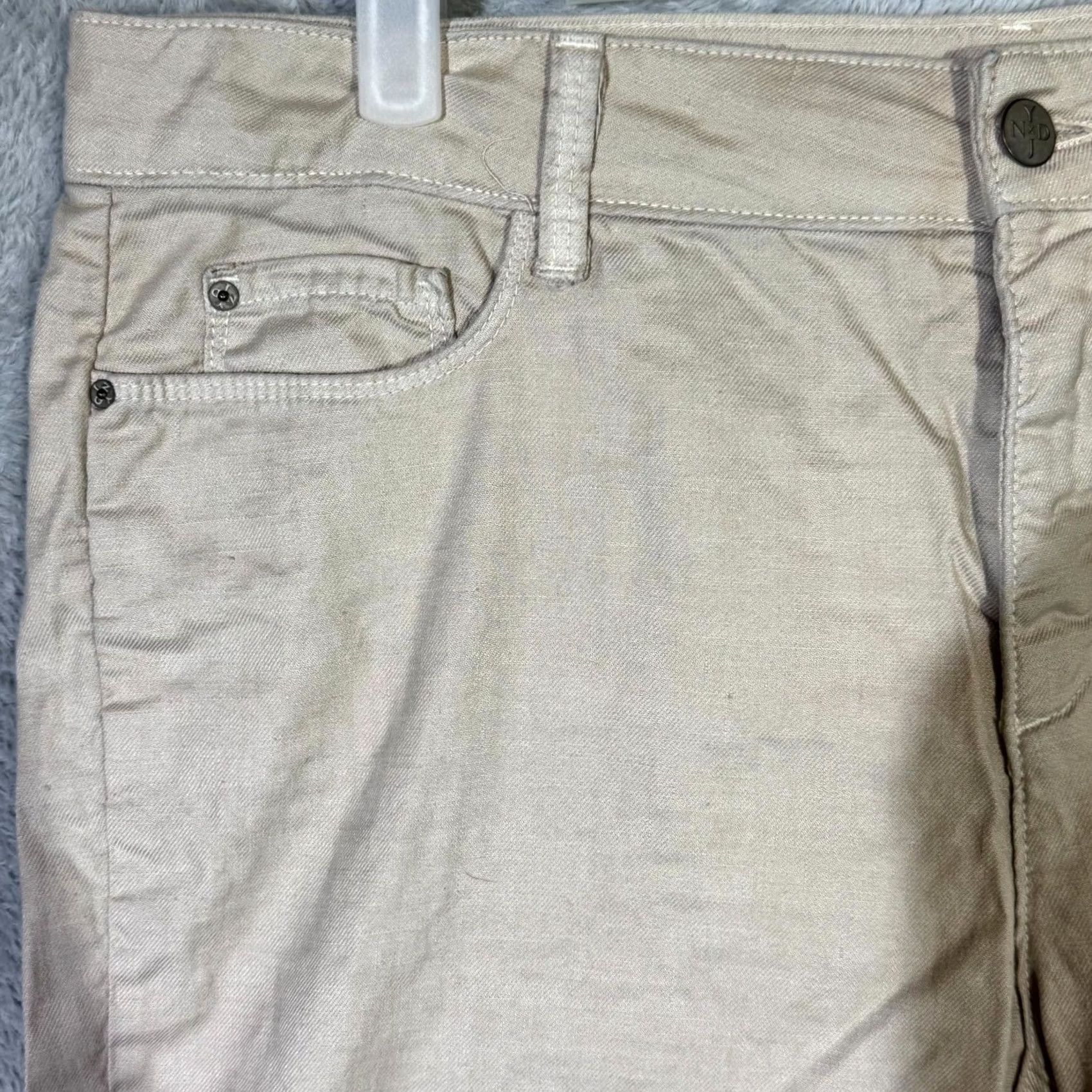 NYDJ NYDJ Pants Capris Women Size 10 Petite Beige Linen Blend Cropped Size 34" / US 12 / IT 48 - 3 Thumbnail