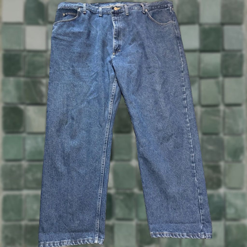 Wrangler Wrangler Jeans Mens 48 x 30 Dark Blue Relaxed Fit Denim Straight USA Cowboy Southwestern USA Jeans Mens 48 x 30 Regular Inseam 30 Size US 32 / EU 48 - 1 Thumbnail