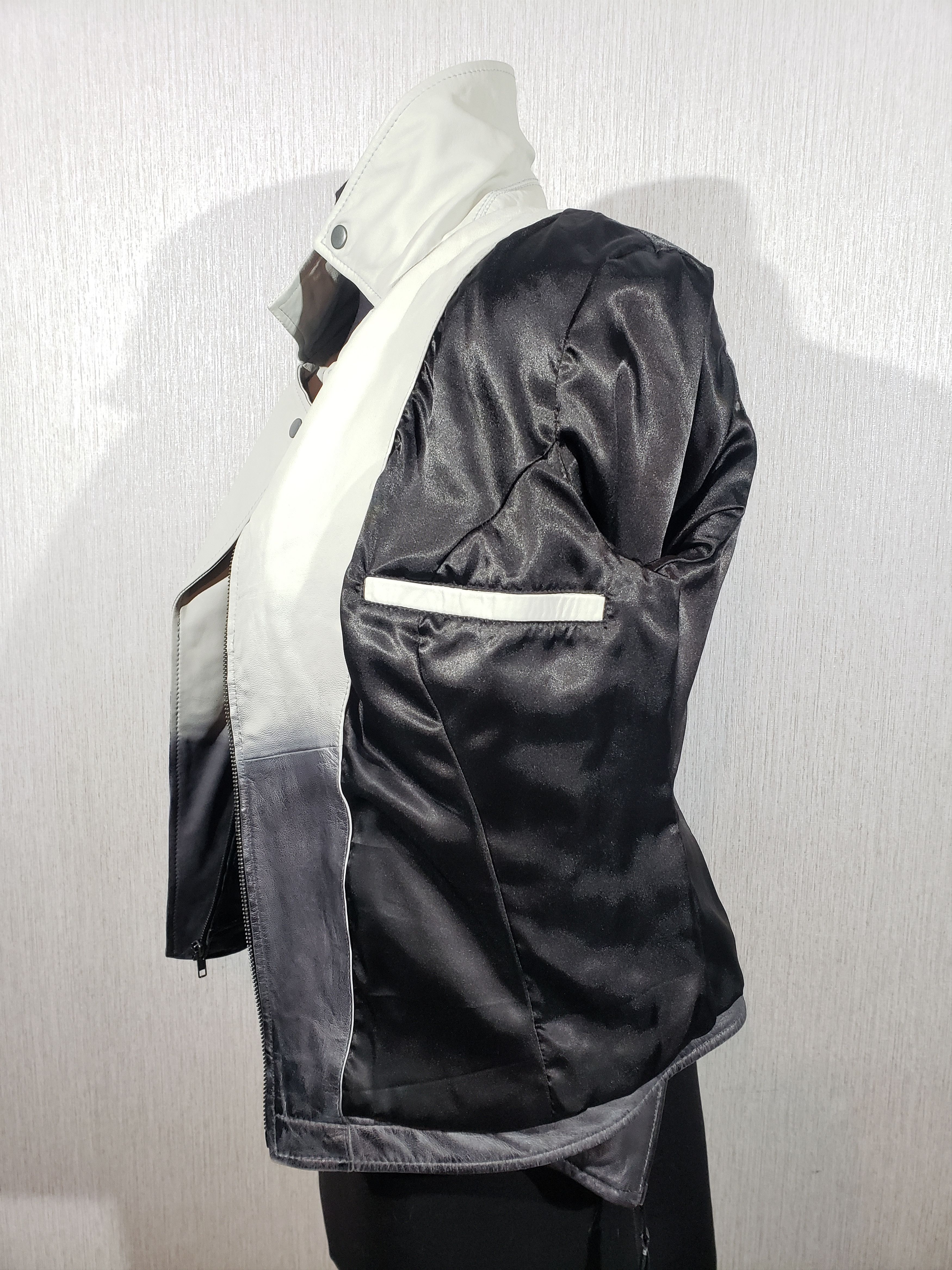 Other Black and white women's biker jacket made of leather. Size M / US 6-8 / IT 42-44 - 7 Thumbnail