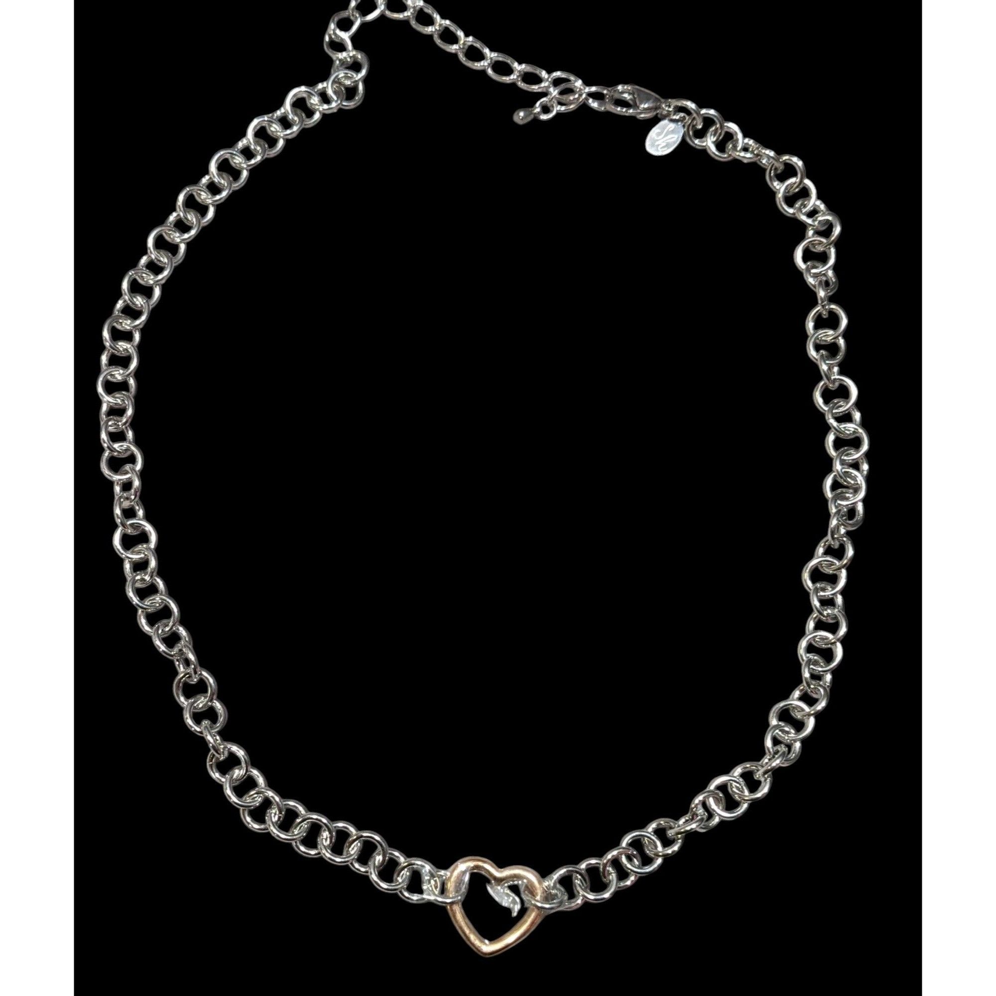 Other Coquette Heart Pendant Chain Necklace Silver And Gold Tone Size ONE SIZE - 1 Thumbnail