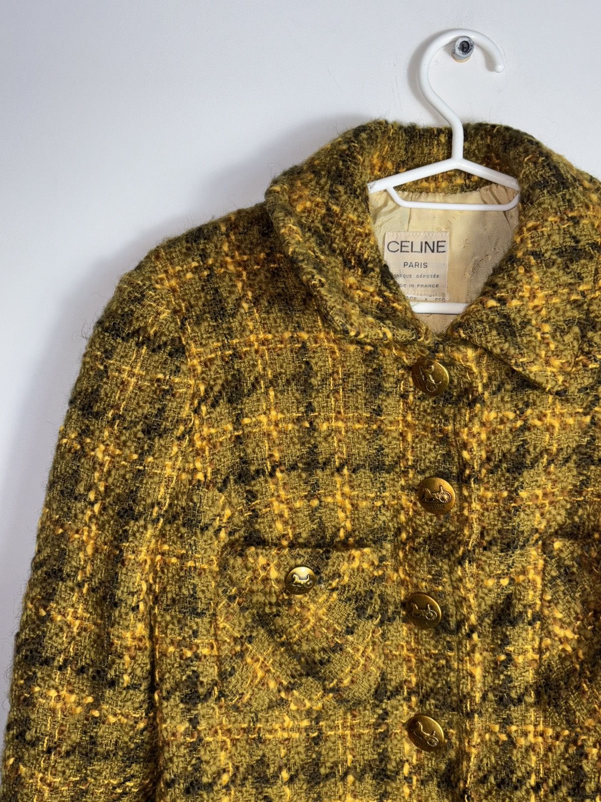 Celine × Vintage Celine Tweed Gold Buttons Blazer Size M / US 6-8 / IT 42-44 - 4 Thumbnail
