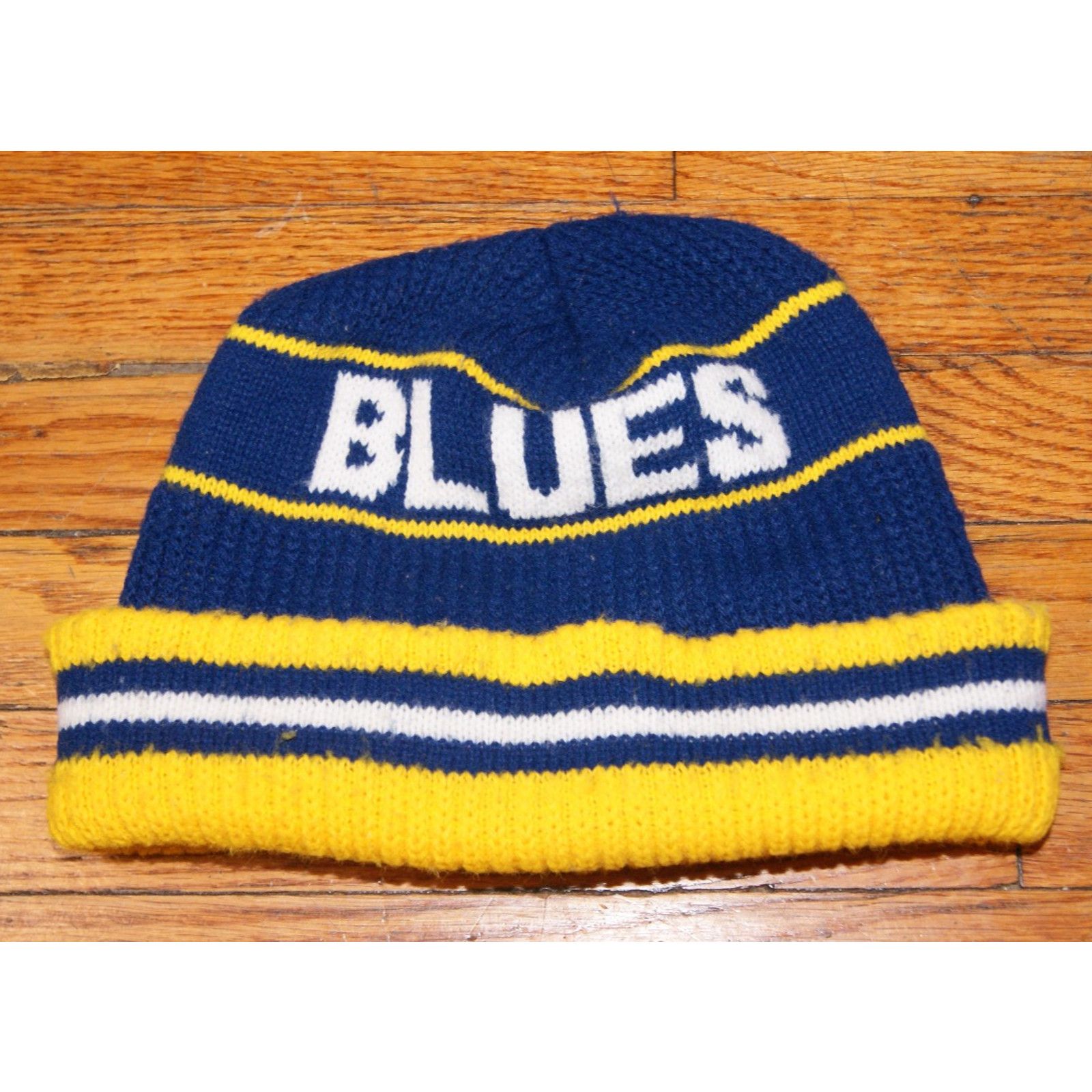 NHL VTG ST LOUIS BLUES Winter Knit Stocking Cap Beanie Spell Out Size ONE SIZE - 1 Thumbnail