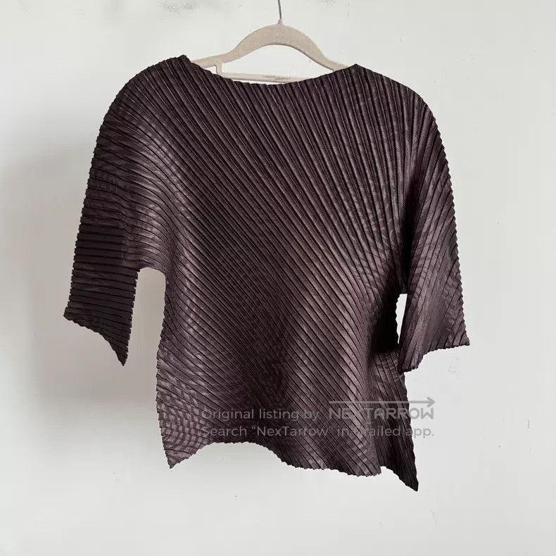 Issey Miyake Issey Miyake Brown Short-Sleeve Top Size M / US 6-8 / IT 42-44 - 2 Thumbnail
