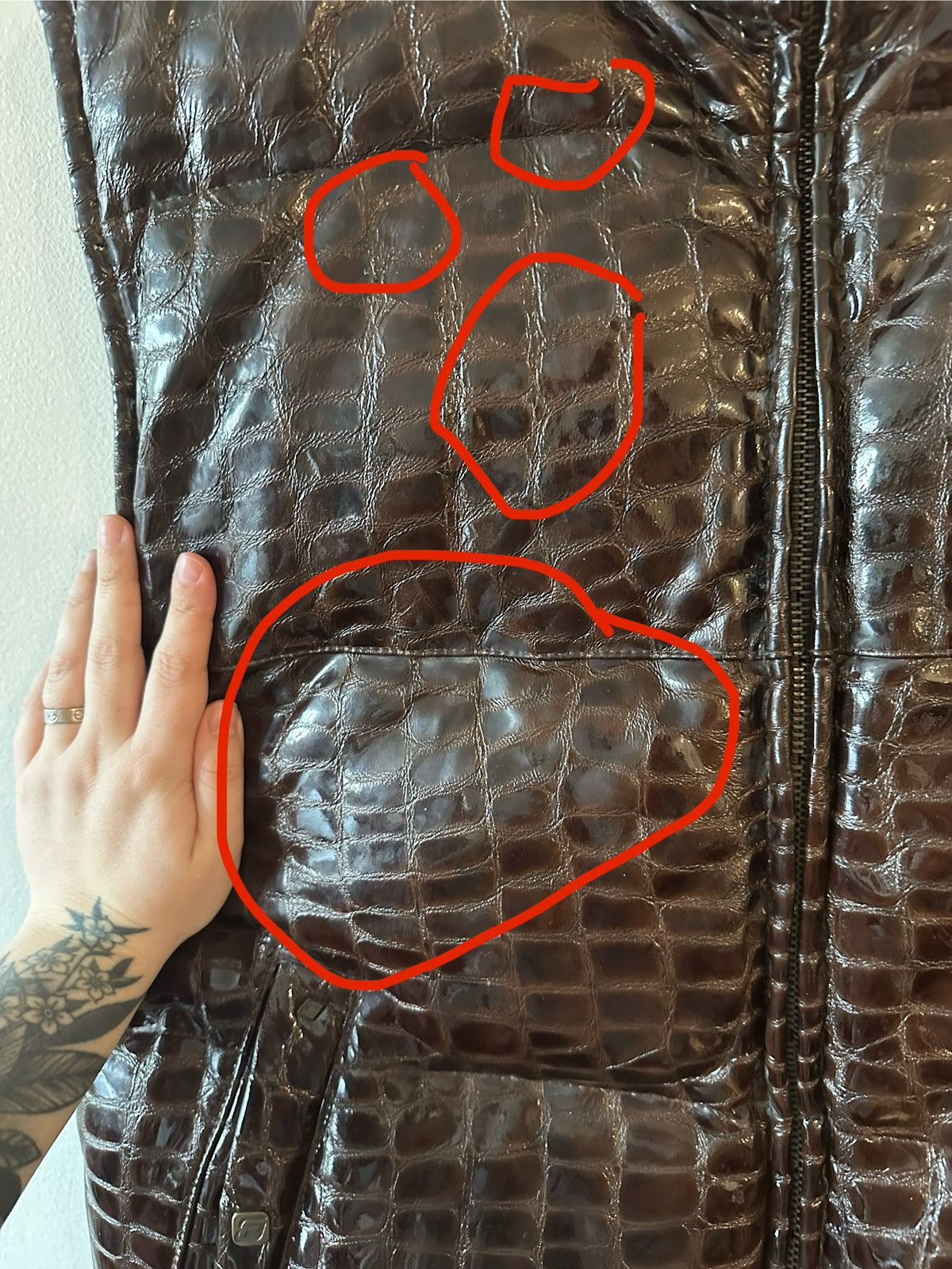 Fubu Vintage Y2K Fubu The Collection Croc Embossed Leather Vest Size US L / EU 52-54 / 3 - 3 Thumbnail