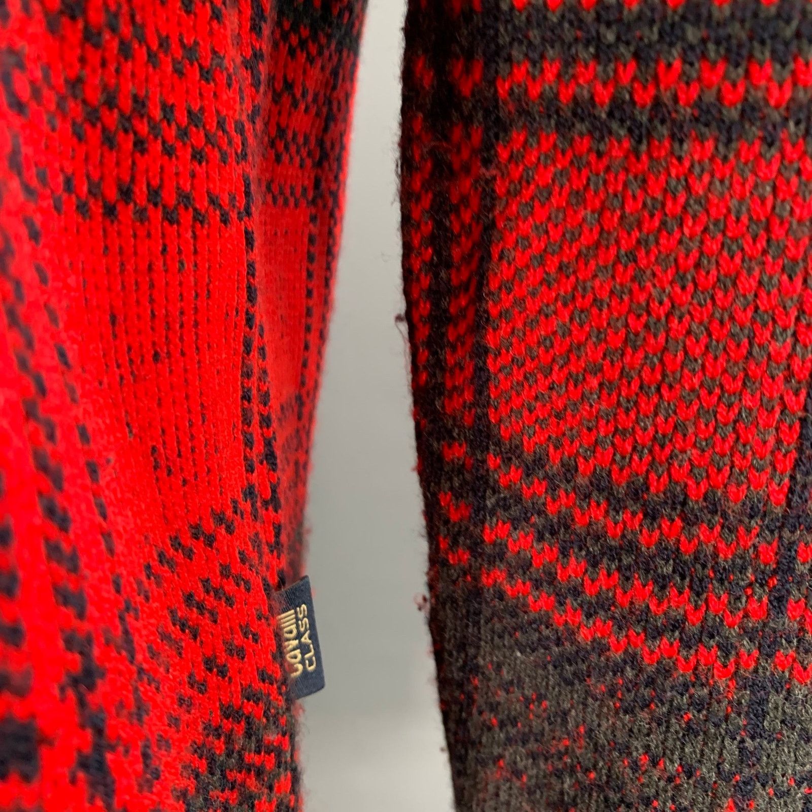Roberto Cavalli Size XL Black Red Plaid Polyester Blend Sweatshirt Pullover Size US XL / EU 56 / 4 - 5 Thumbnail