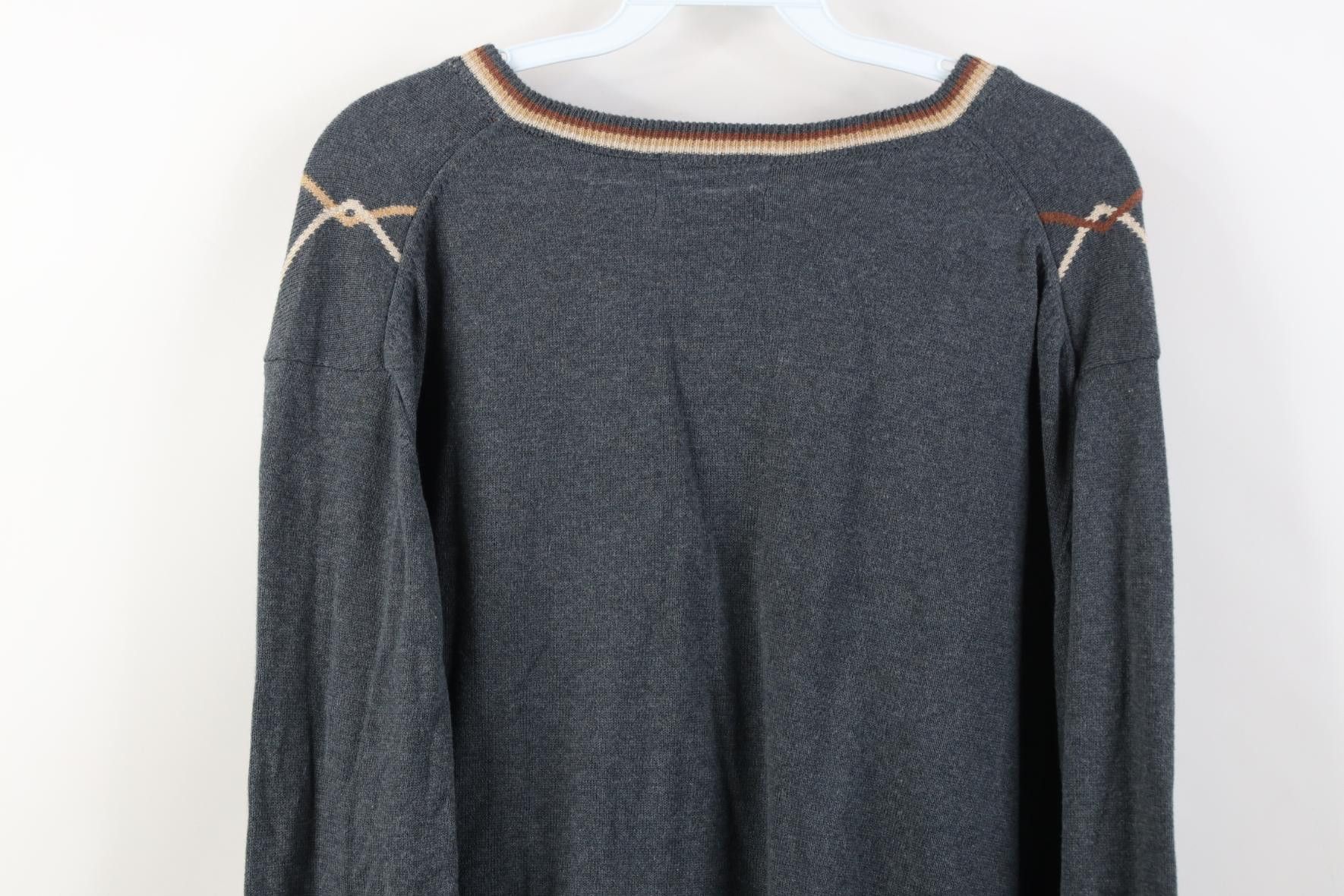 Vintage Vintage 90s Diamond Combed Cotton Knit Golf Sweater Gray Size US M / EU 48-50 / 2 - 8 Thumbnail