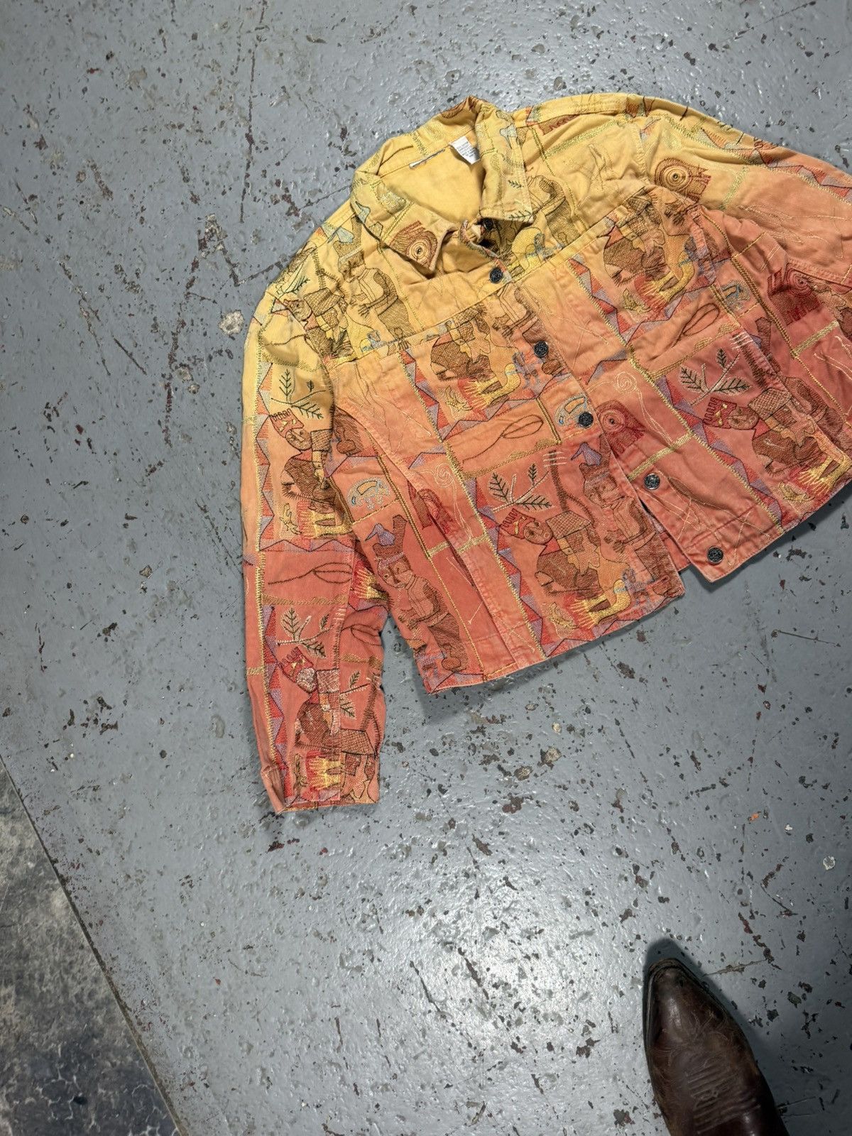 Other Insane Vintage Denim Jacket Pattern Rainbow Cropped Size US S / EU 44-46 / 1 - 3 Thumbnail