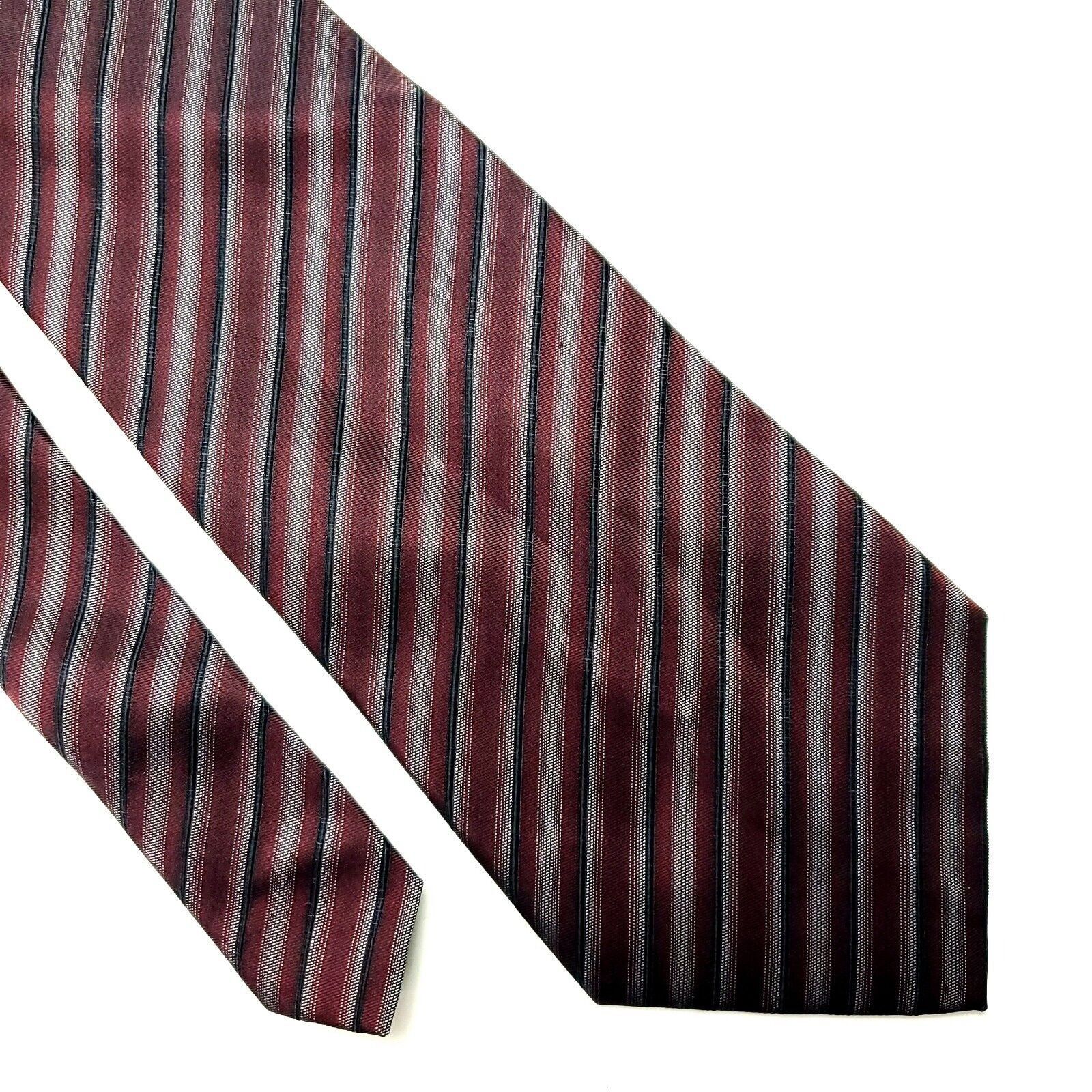 Van Heusen Van Heusen Silk Tie Print Red Striped Stain Resistant Size ONE SIZE - 1 Thumbnail