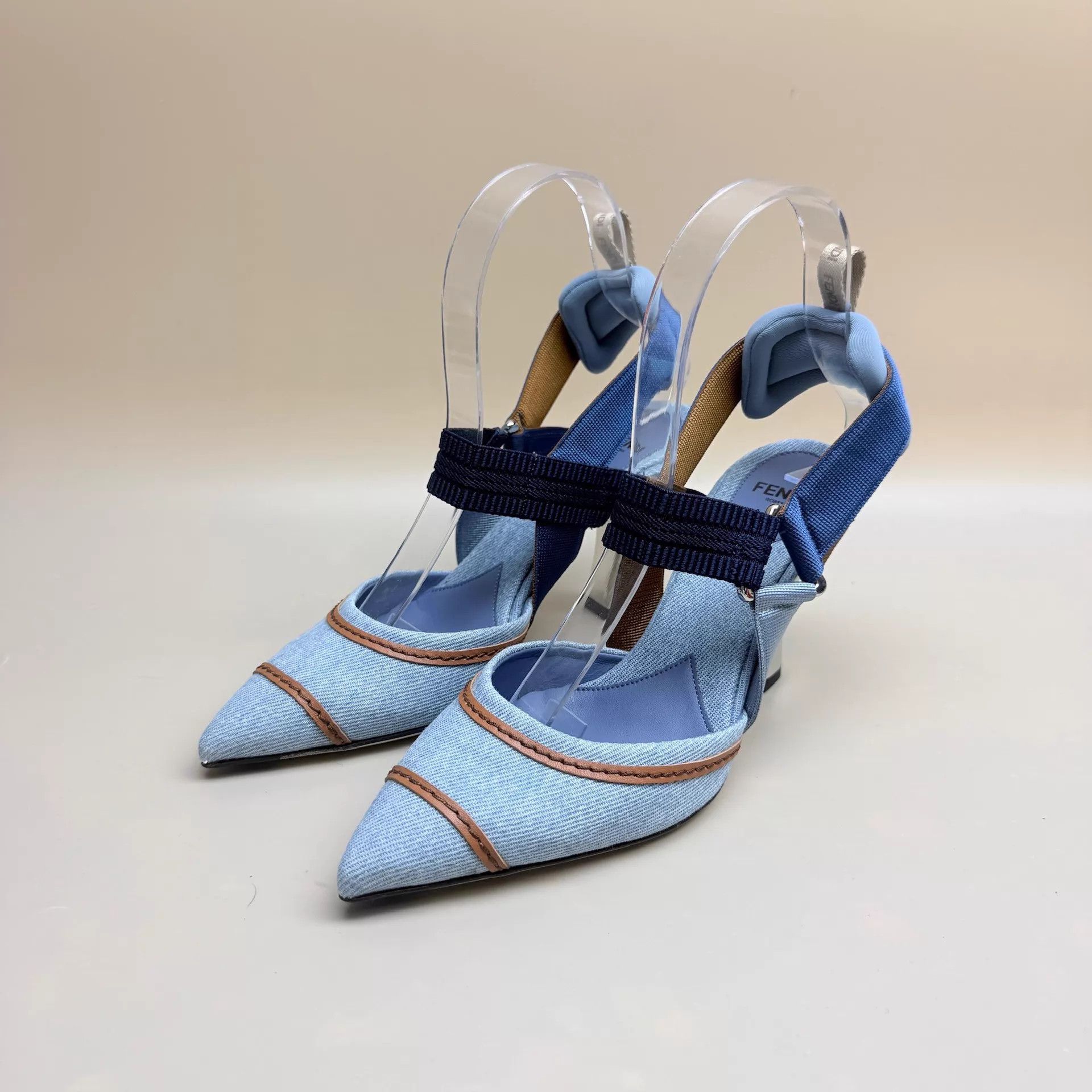 Fendi Fendi Hummingbird Strap Gold Heel Pumps 36 99 New Size US 5.5 / IT 35.5 - 1 Thumbnail