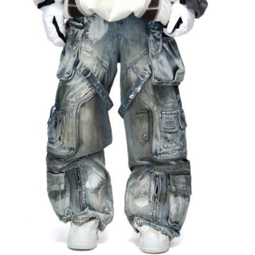 Designer Person soul White Stain GraffitiCargo Pants Size US 33 - 8 Thumbnail