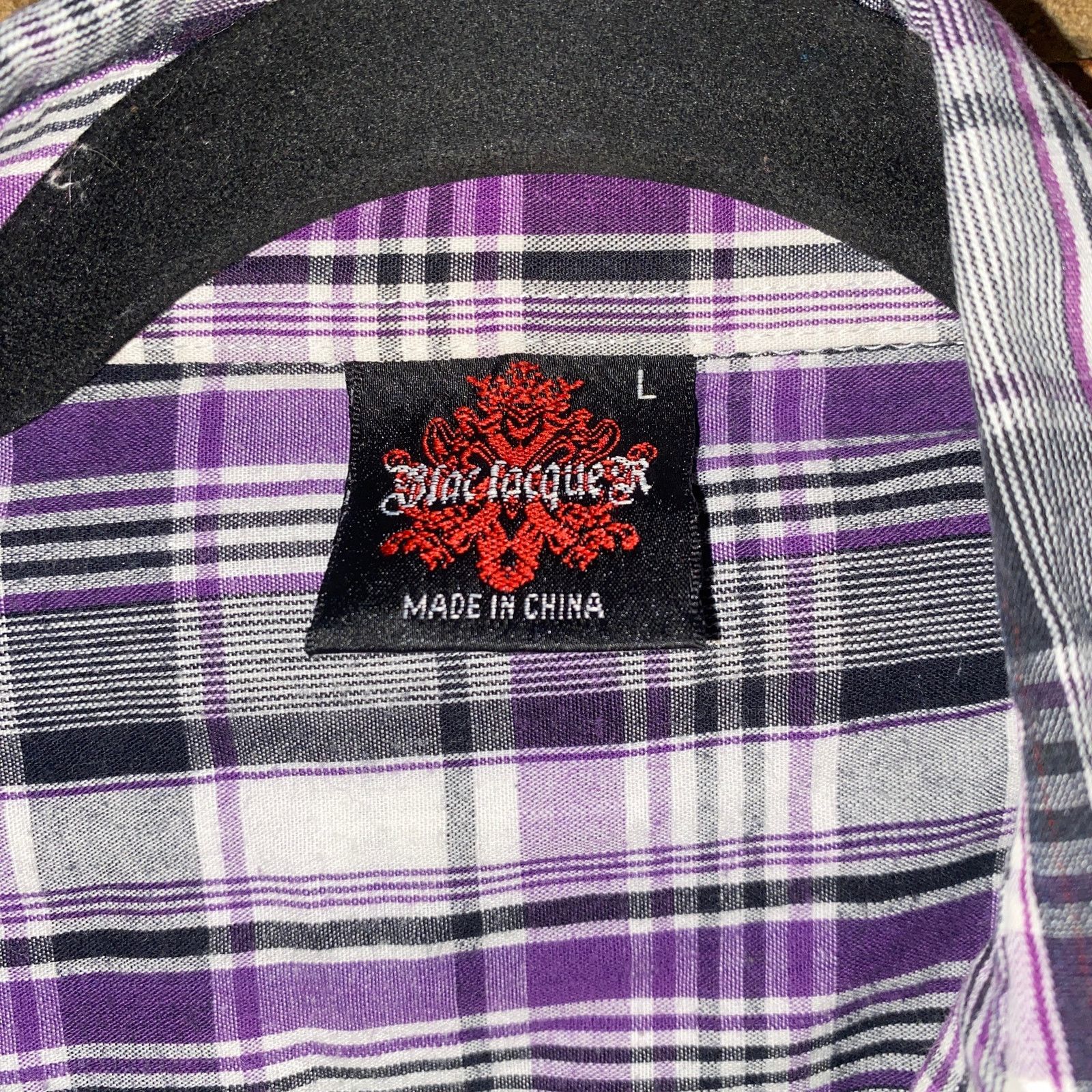 Other Blac Lacquer Purple Plaid Short Sleeve Button Down Top Large Size US L / EU 52-54 / 3 - 4 Thumbnail