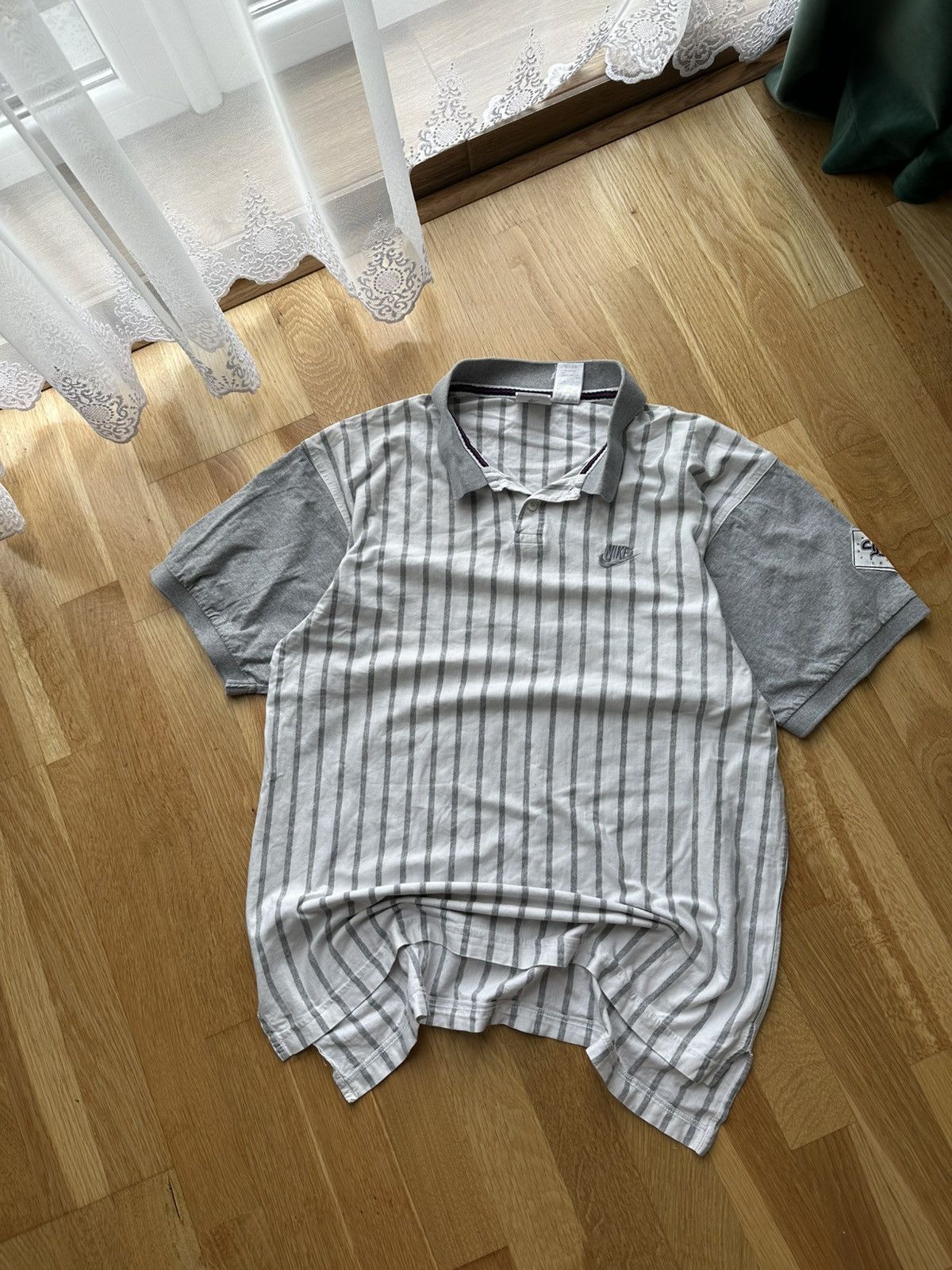 Nike × Vintage 80s Nike Tennis Supreme Court Striped USA Polo T-Shirt Mens Size US L / EU 52-54 / 3 - 2 Thumbnail