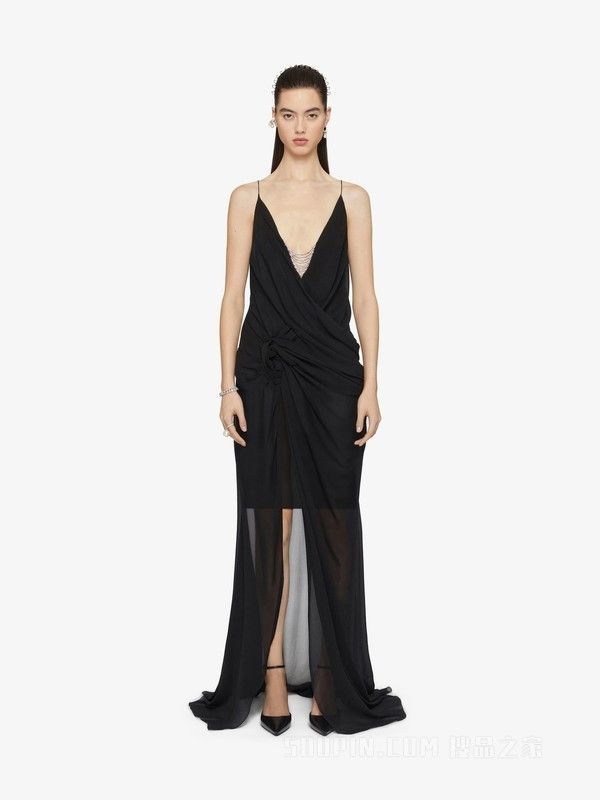 Givenchy o1w1db10325 Long Drappe Dress in Black Size XS / US 0-2 / IT 36-38 - 2 Thumbnail