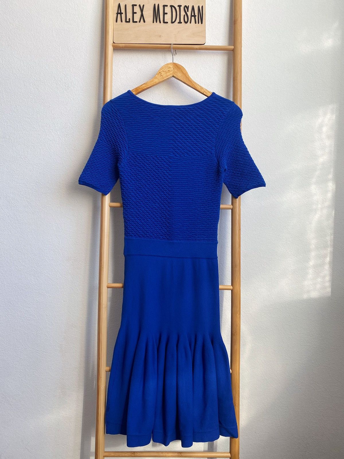 Alexander McQueen Alexander McQueen Auth 38 IT Midi Blue Knit Cotton Dress Size XS / US 0-2 / IT 36-38 - 13 Thumbnail