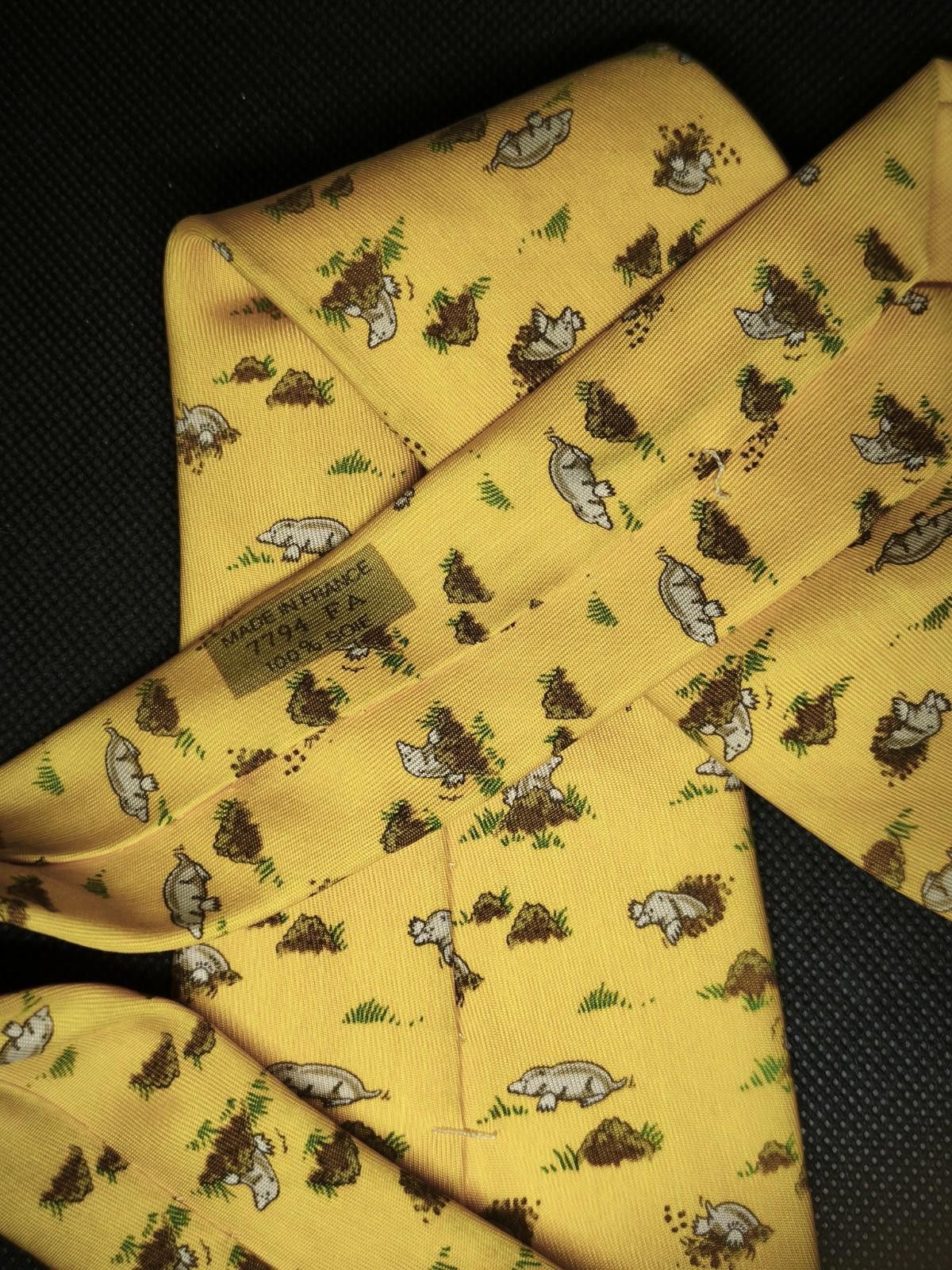 Hermes Hermès Yellow Novelty Moles Tie Woven 7794 FA France Size ONE SIZE - 3 Thumbnail